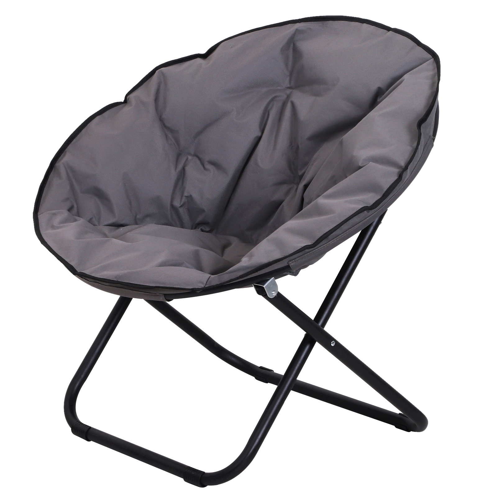 Faltbarer Campingstuhl Mit Rückenlehne, Belastbar Bis 120 Kg, Moonchair Extra Large Gepolstert, Outdoor-klappstuhl Für Garten, Balkon, Camping, Grau