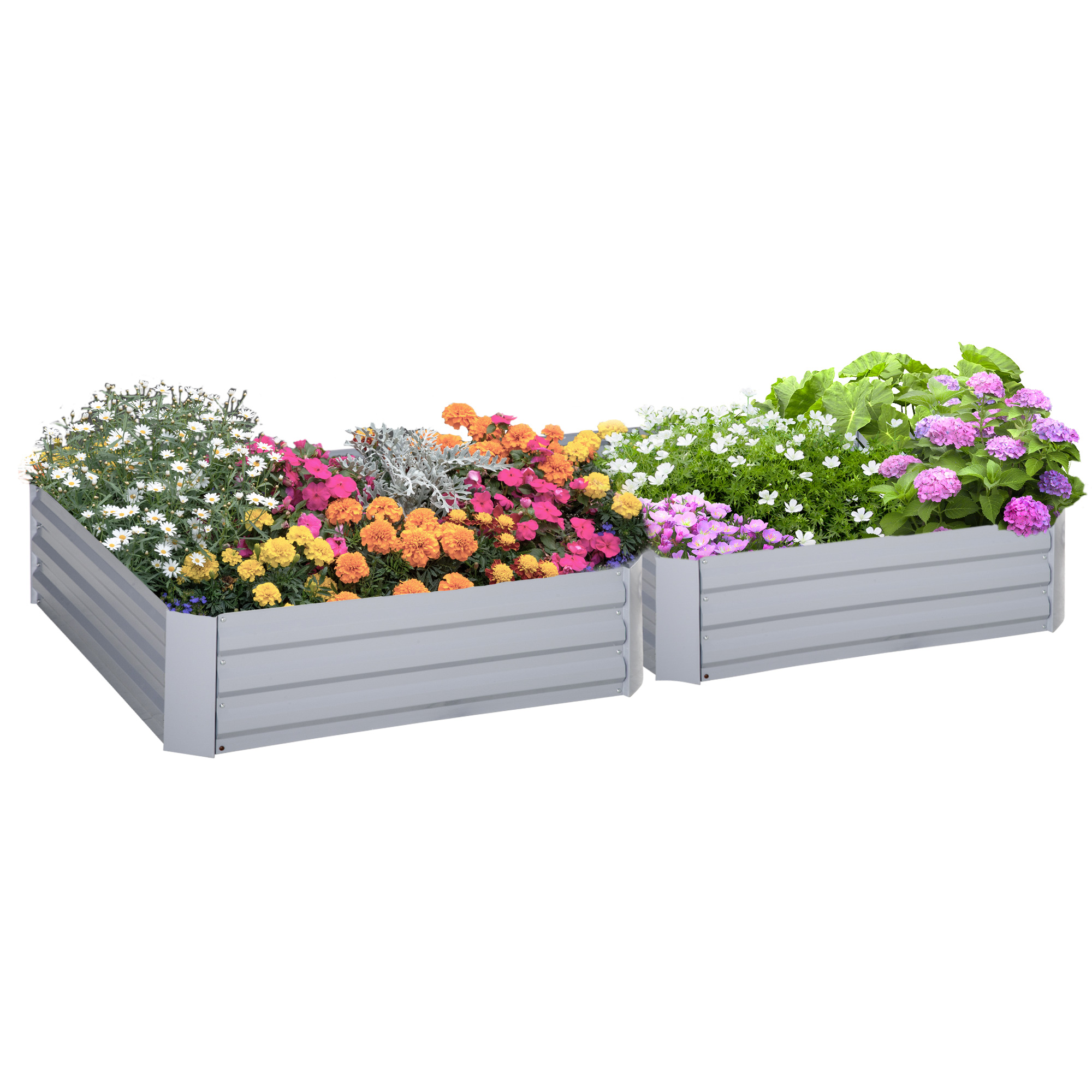 Set Aus 2 Hochbeeten Mit Offenem Boden Für Pflanzen Und Gemüse, Aus Stahl, 100 X 100 X 30 Cm, Grau