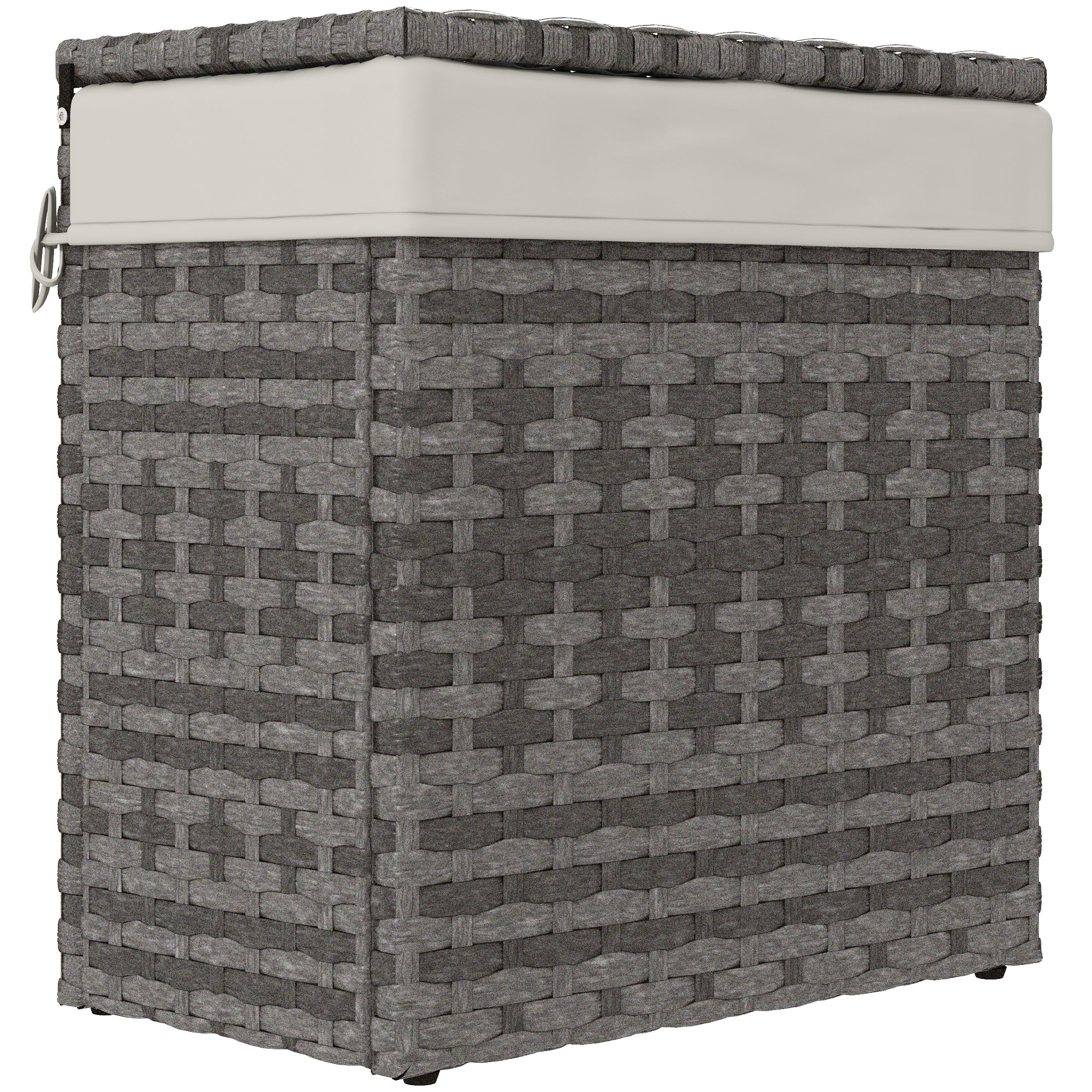 Aufbewahrungskorb Aus Rattan Für Garten Und Haushalt Mit Stoffinnenseite, 57 X 34 X 62 Cm, Grau