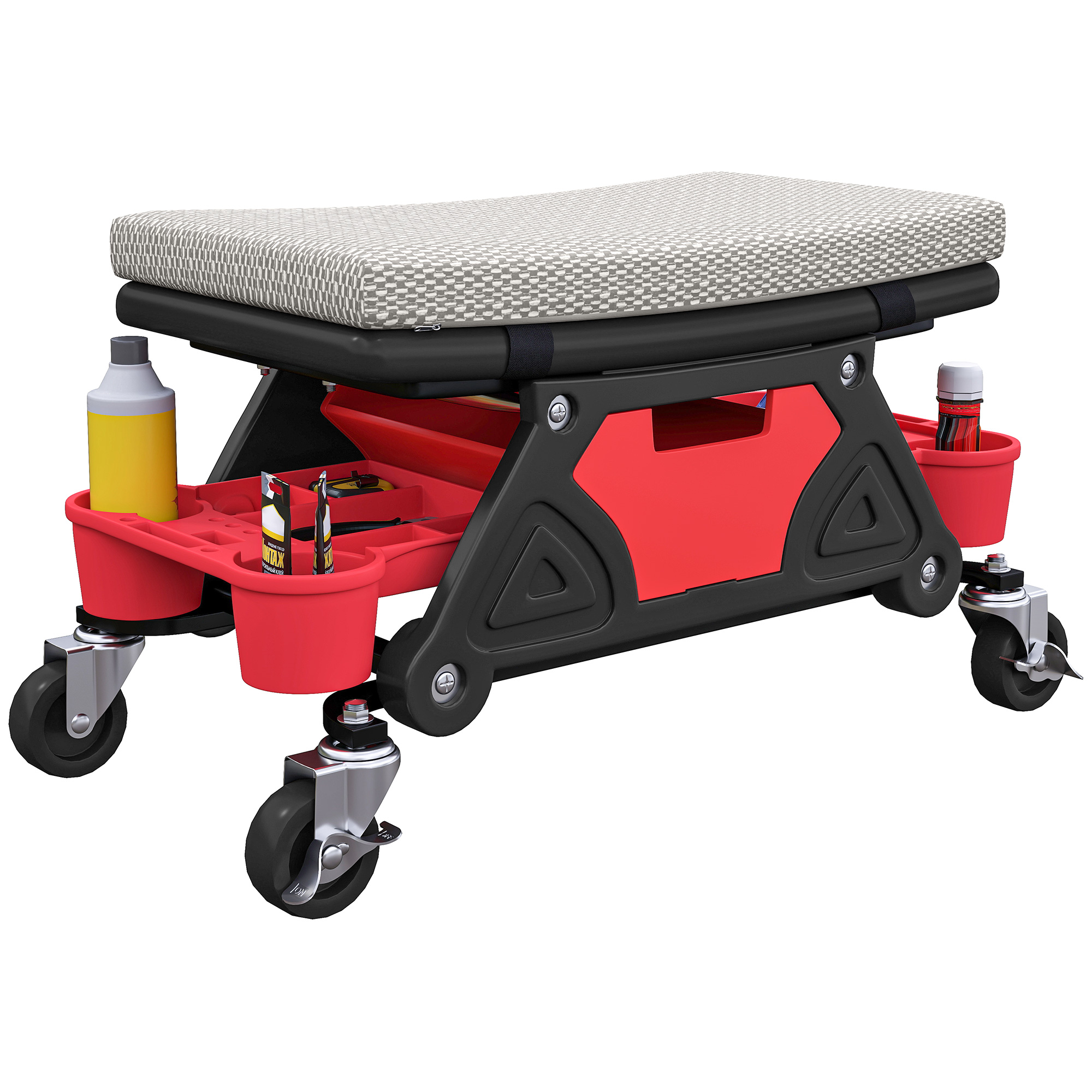 Werkstatthocker Mit Rollen, 35 Cm Hohe Ablagefläche, Tragkraft Bis 135 Kg, Grau