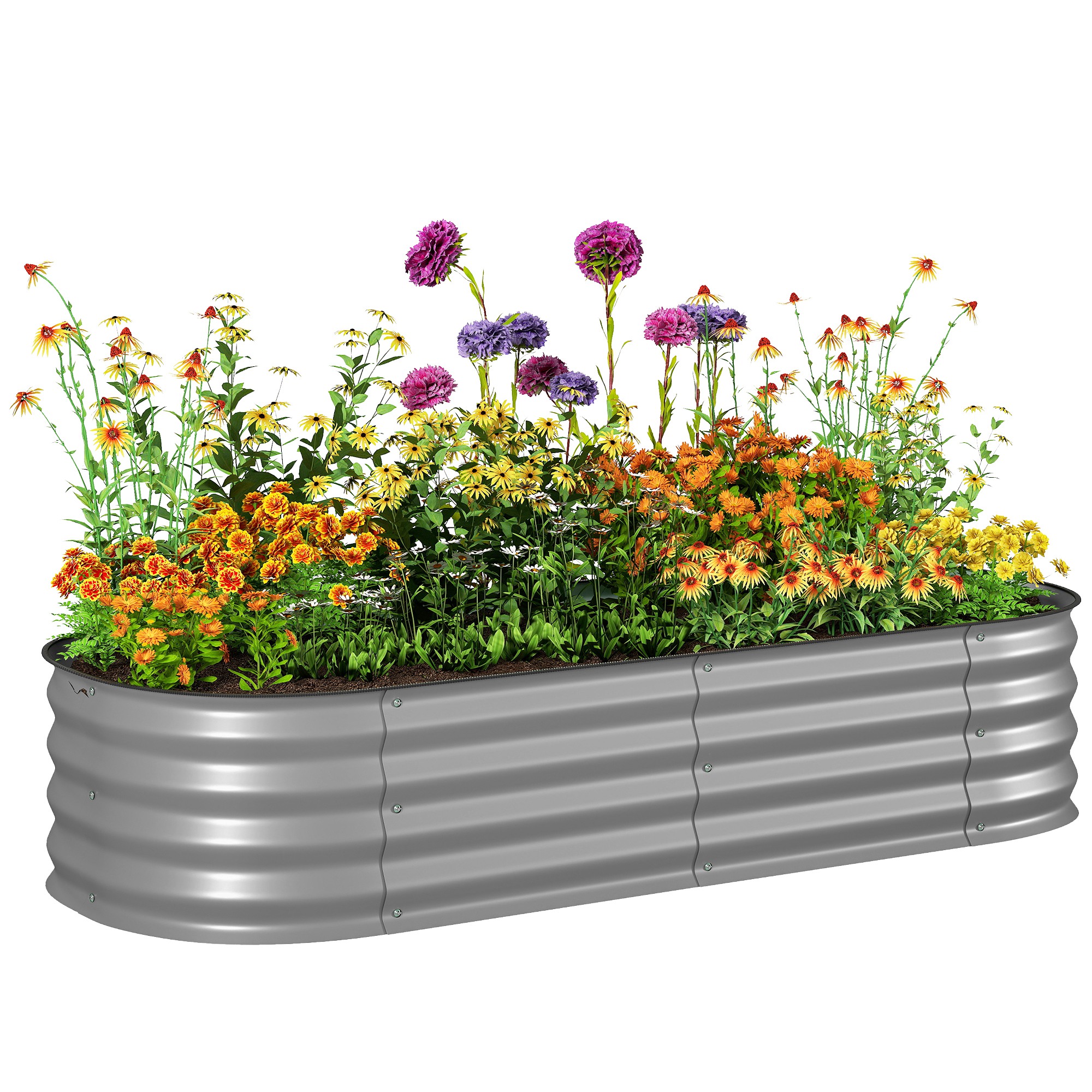 Modulares Hochbeet Mit Kantenschutz, Bodenlos, 150 X 62 X 30 Cm, Silber
