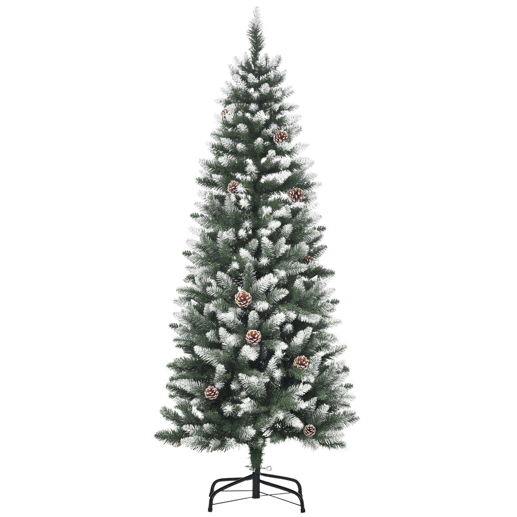 150 Cm Hoher Weihnachtsbaum, Großer Baum Mit 464 Zweigen, 28 Tannenzapfen, Faltbarem Fuß Und Stahlständer Für Die Innendekoration, Grün