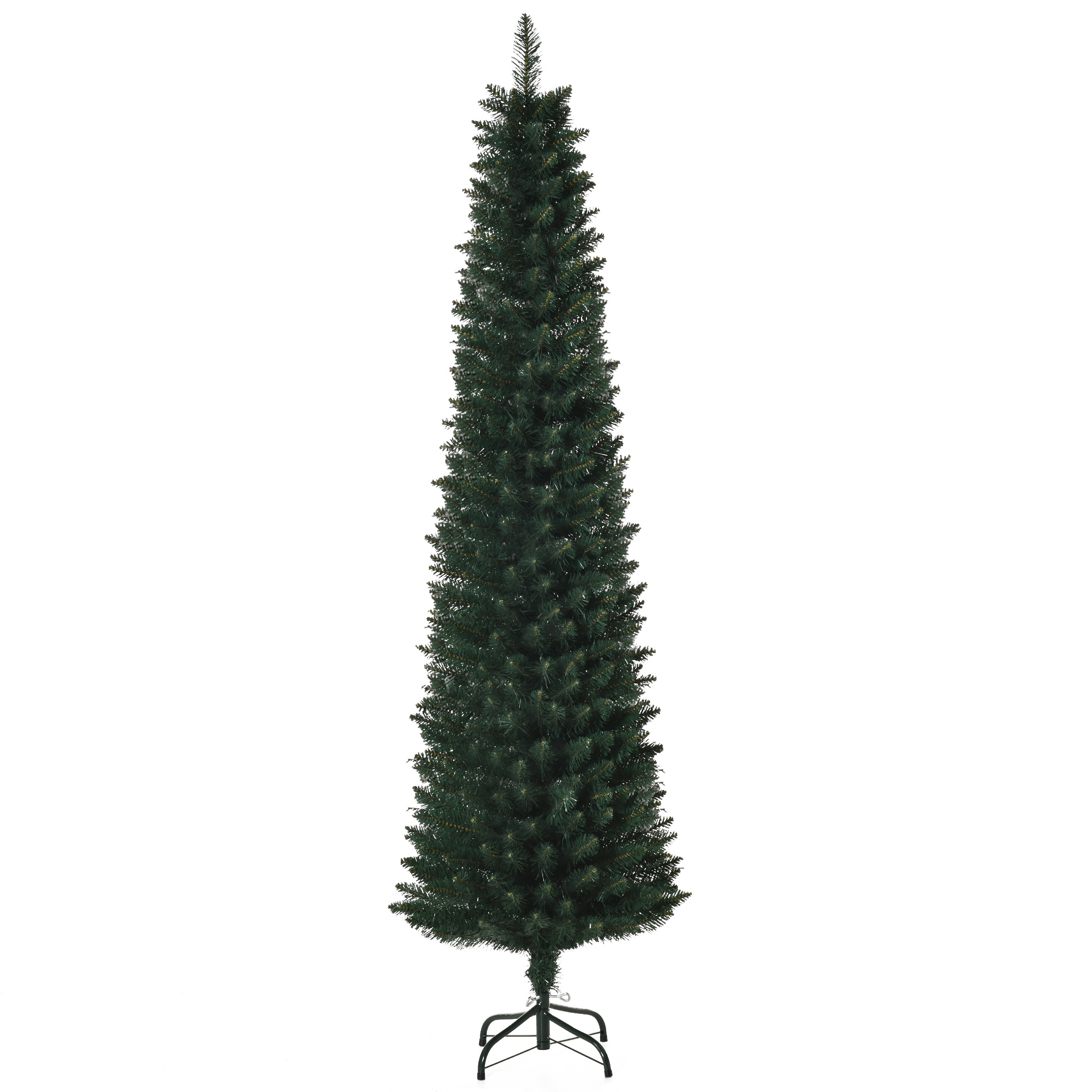 Schlanker Weihnachtsbaum, 180 Cm Hoch, Mit Faltbarem Fuß, Künstlicher Baum Mit 380 Zweigen, Aus Pvc Und Metall, Grün