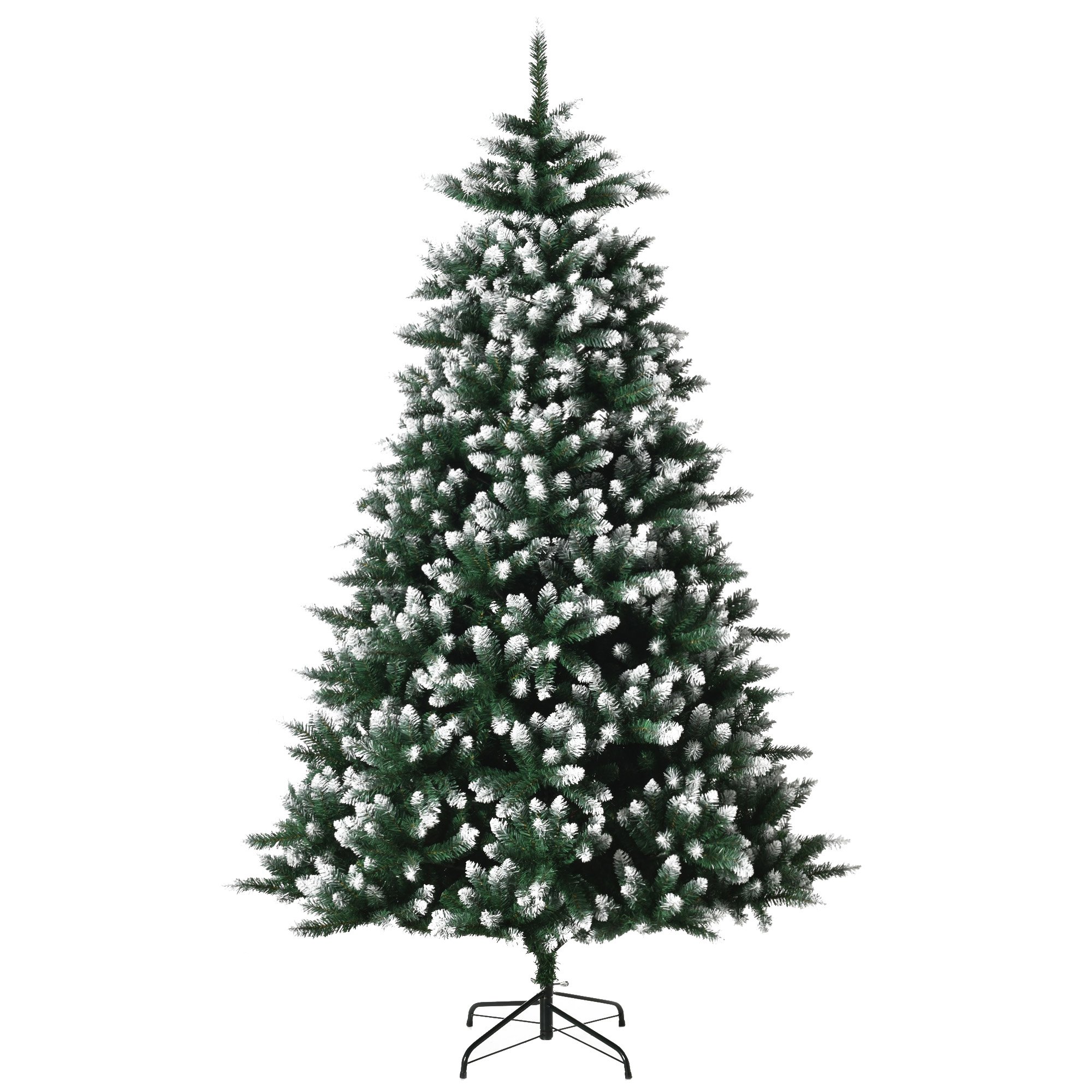 Realistischer Künstlicher Grüner Weihnachtsbaum, 210 Cm, 210 Cm Lange Zweige Mit Metallständer Und Weißen Spitzen, Ideal Für Den Innenbereich.