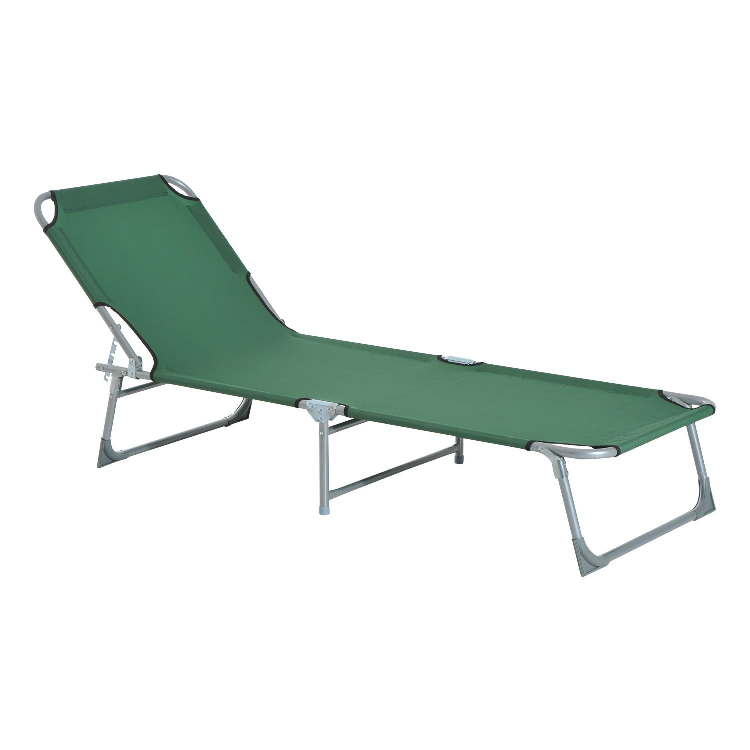 Klappbares Feldbett Mit In 4 Positionen Verstellbarer Rückenlehne, Tragfähigkeit 120 Kg, Ideal Für Strand, Garten Und Pool, Maße: 187 X 58 X 28 Cm, Grün.