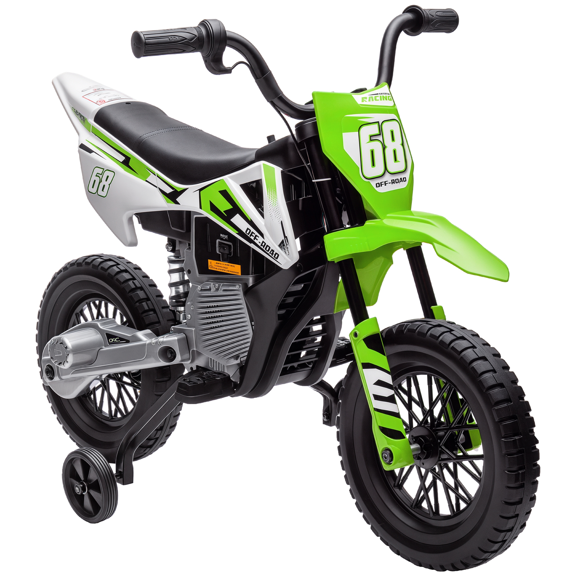 Elektromotorrad Für Kinder Ab 3 Jahren, 12-v-akku, Musik Und Stützräder, 30 Kg Tragkraft, Grün