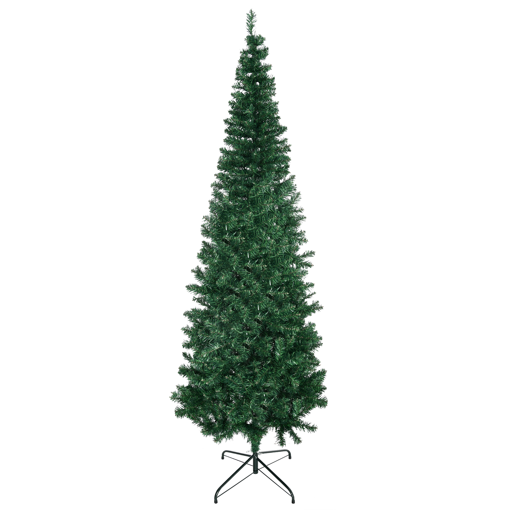 210 Cm Hoher Künstlicher Weihnachtsbaum Mit Realistischen Zweigen, Schlank Und Hoch Mit Faltbarem Fuß, Grün