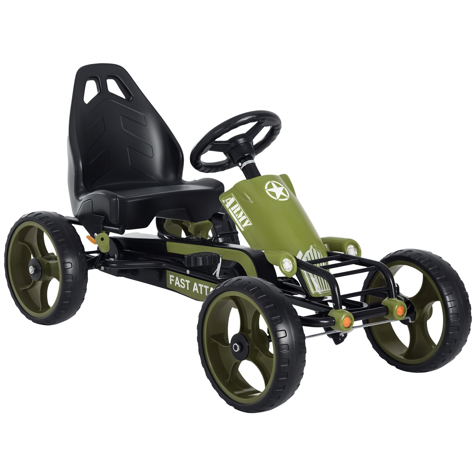 Tretauto Im Go-kart-stil Mit Handbremse, Kinderfahrzeug, Tretauto Mit Verstellbarem Sitz, Geeignet Für Kinder Ab 3 Jahren, Grün, 105 X 54 X 61 Cm