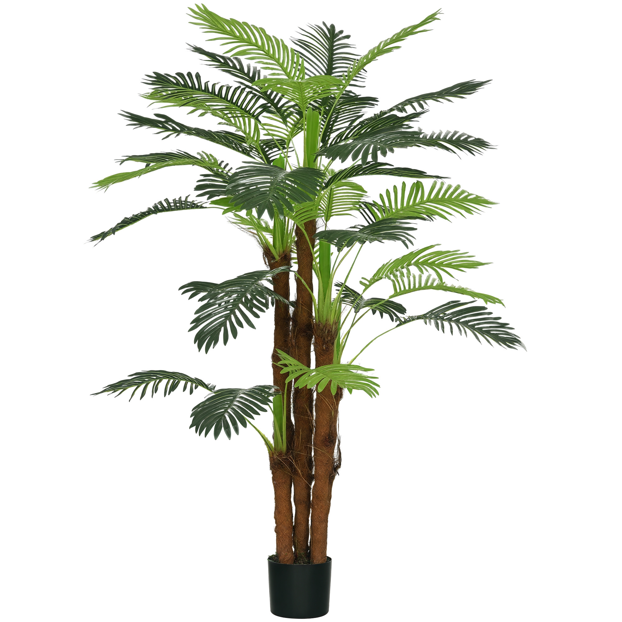 Künstliche Palme, 1,6 M, Realistische Zweige, Zierpflanze, Kunststoff, Mit Topf, Braun Und Grün