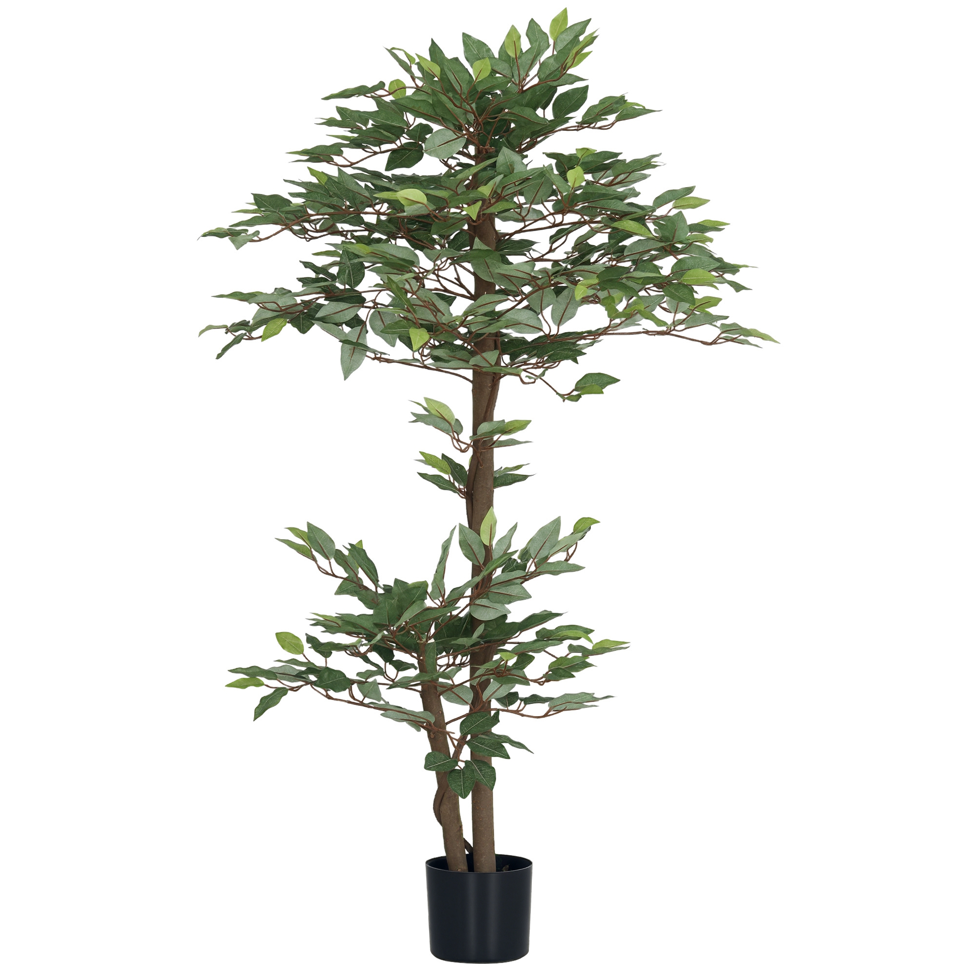 Künstlicher Ficus, 150 Cm Hoch, Mit 1008 Blättern, Moos Und Topf, Dekorative Künstliche Grünpflanze
