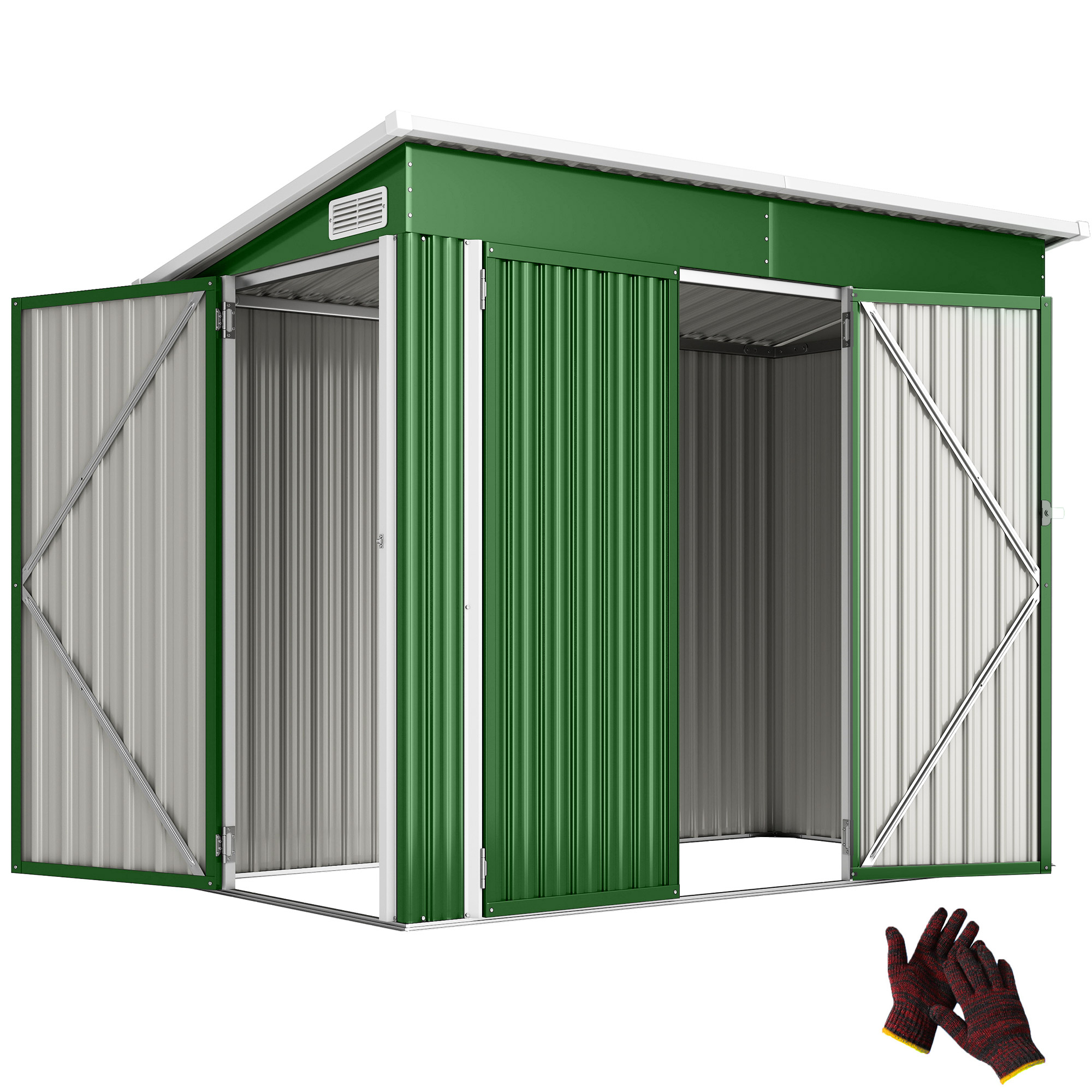 Gartenhaus 2,7 M² (234 X 132 X 185 Cm) Mit Dreifachverriegelung Und Belüftung, Grün