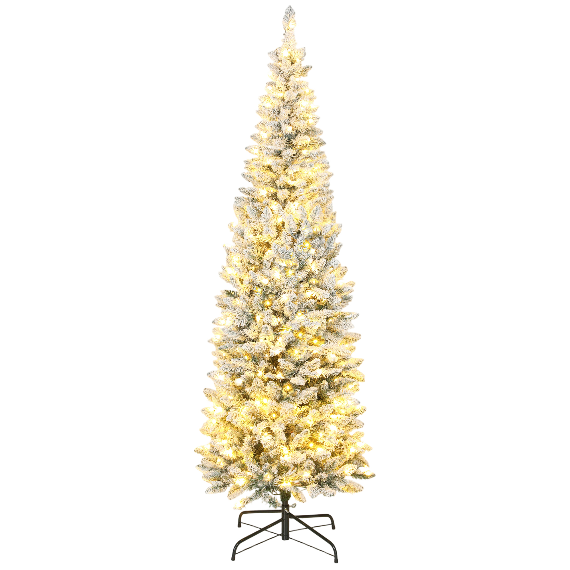 210 Cm Schmaler Weihnachtsbaum Mit Zweifarbiger Led-beleuchtung, 11 Beleuchtungsmodi, 687 Zweigen, Grün