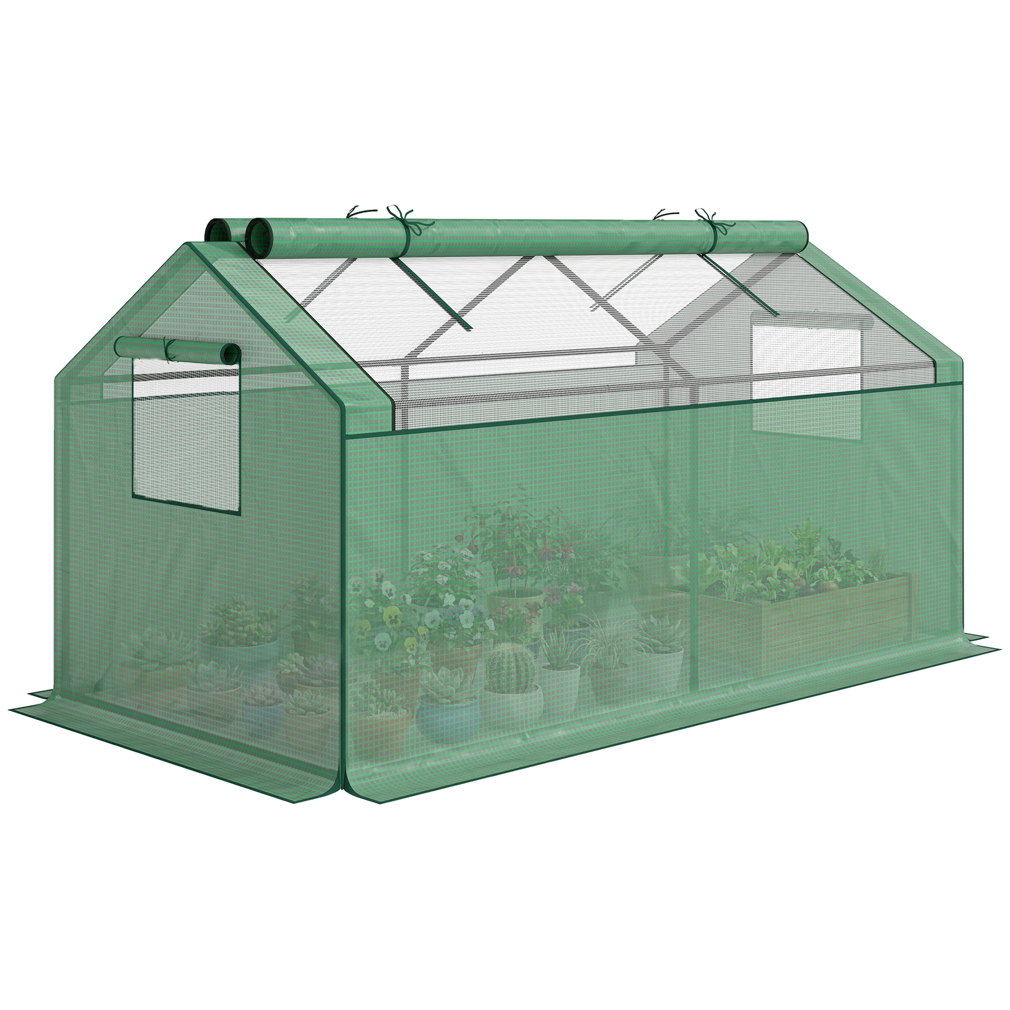 Mini-gewächshaus, Frühbeetkasten, Aluminium-gewächshaus, Wetterfest, 180 X 92 X 92 Cm, Grün