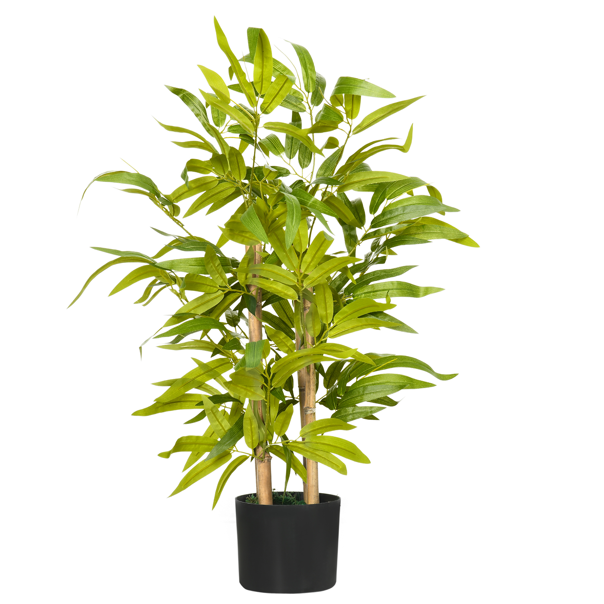 Künstliche Bambuspflanze, 60 Cm Hoch, Grün, Aus Polyester Und Polypropylen, Mit Einem Zementtopf (ø 15 X 12,5 Cm)