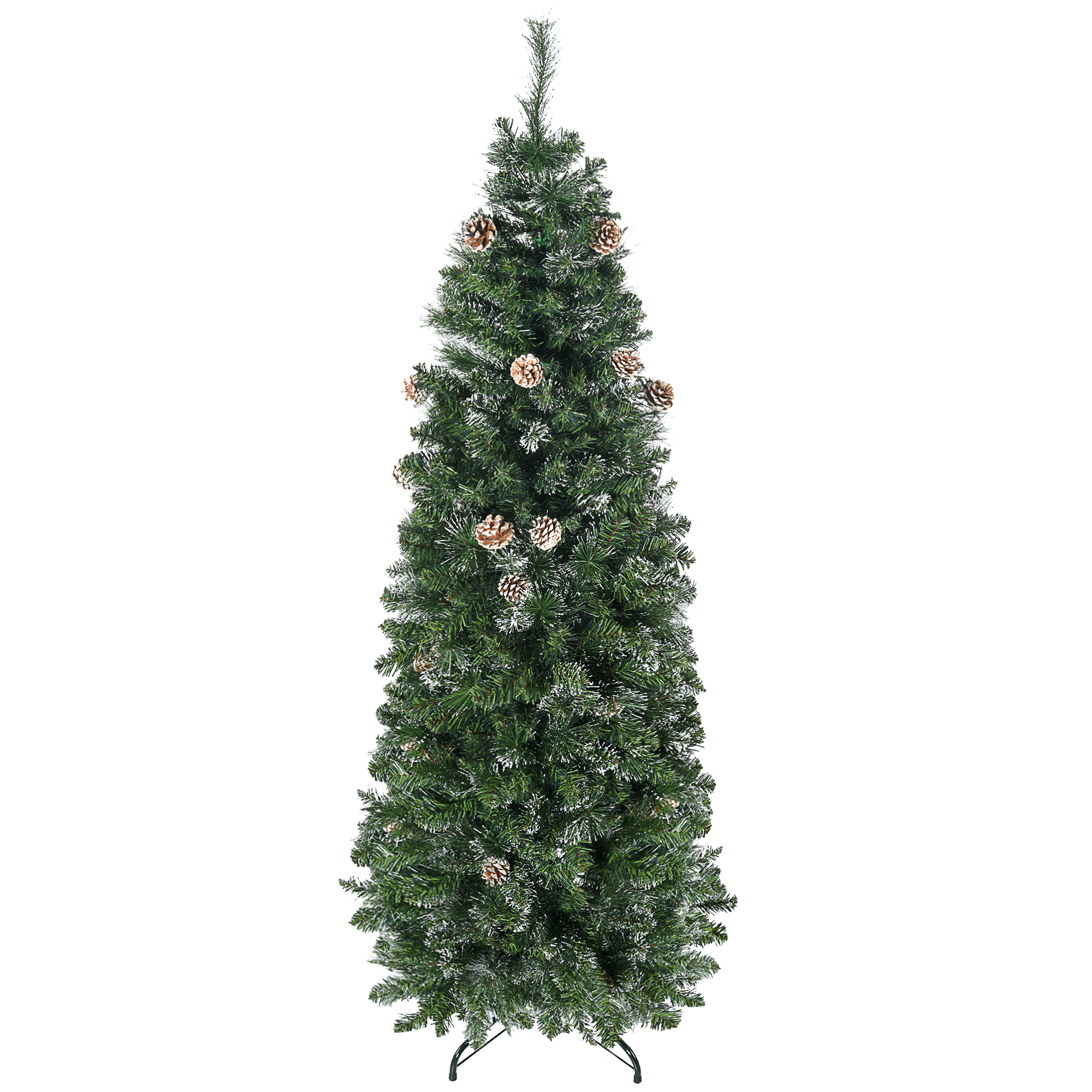 180 Cm Hoher Künstlicher Weihnachtsbaum Mit Tannenzapfen, 618 Zweigen Und Metallfuß, Grün