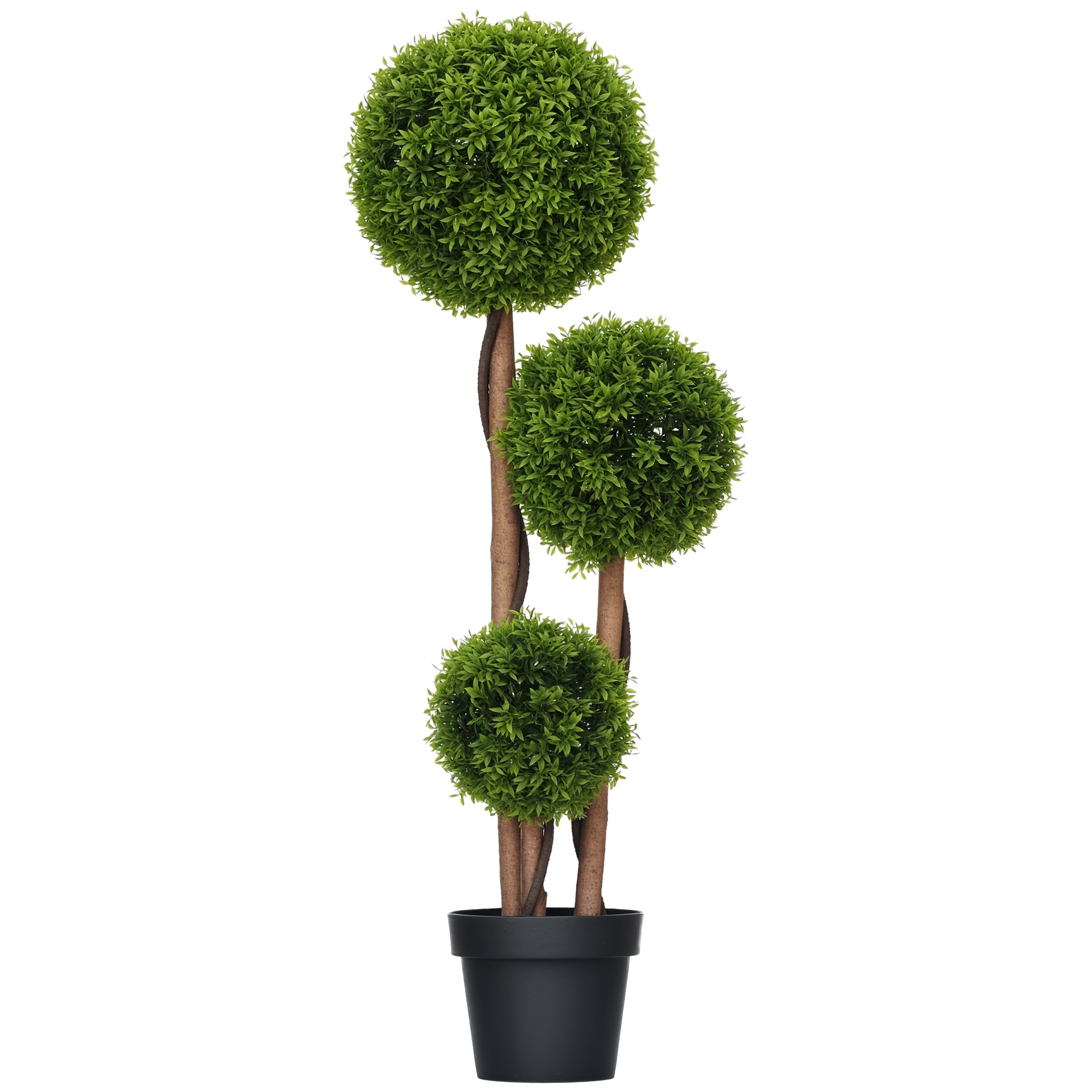 Großer Künstlicher Buchsbaum, 110 Cm, Uv-beständige Kunstpflanze Mit 3 Kugeln Für Wohnzimmer, Schlafzimmer, Büro, Garten