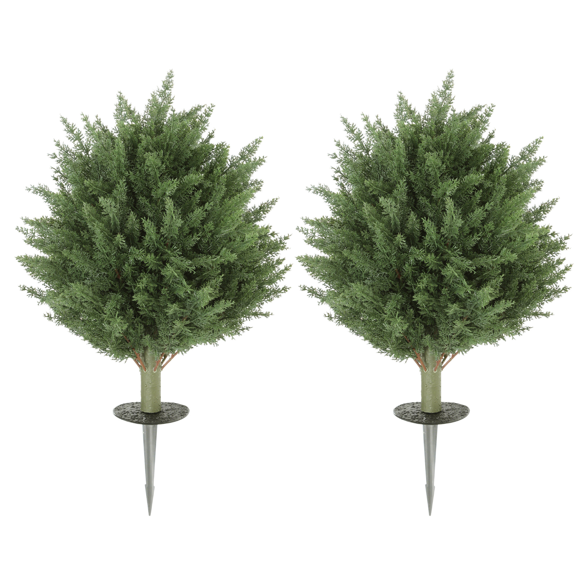 Set Mit 2 Künstlichen Pflanzen, Uv-beständige Künstliche Zypresse Mit 387 Blättern Und Stab, Ø 40 X 60 Cm (h), Grün