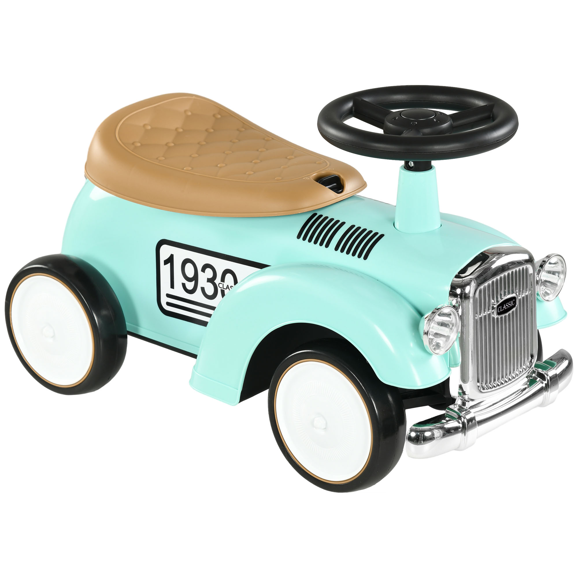 Elektrisches Kinderauto Für Babys Von 12 Bis 36 Monaten Mit Hupe, Staufach Und Lenkrad, 58 X 27 X 35 Cm, Mintgrün