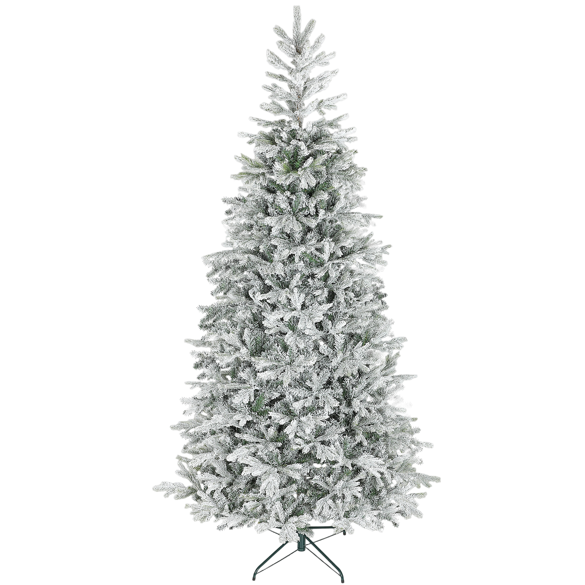 210 Cm Hoher, Schneebedeckter Weihnachtsbaum Mit Realistischen Zweigen Und Faltbarem Metallfuß