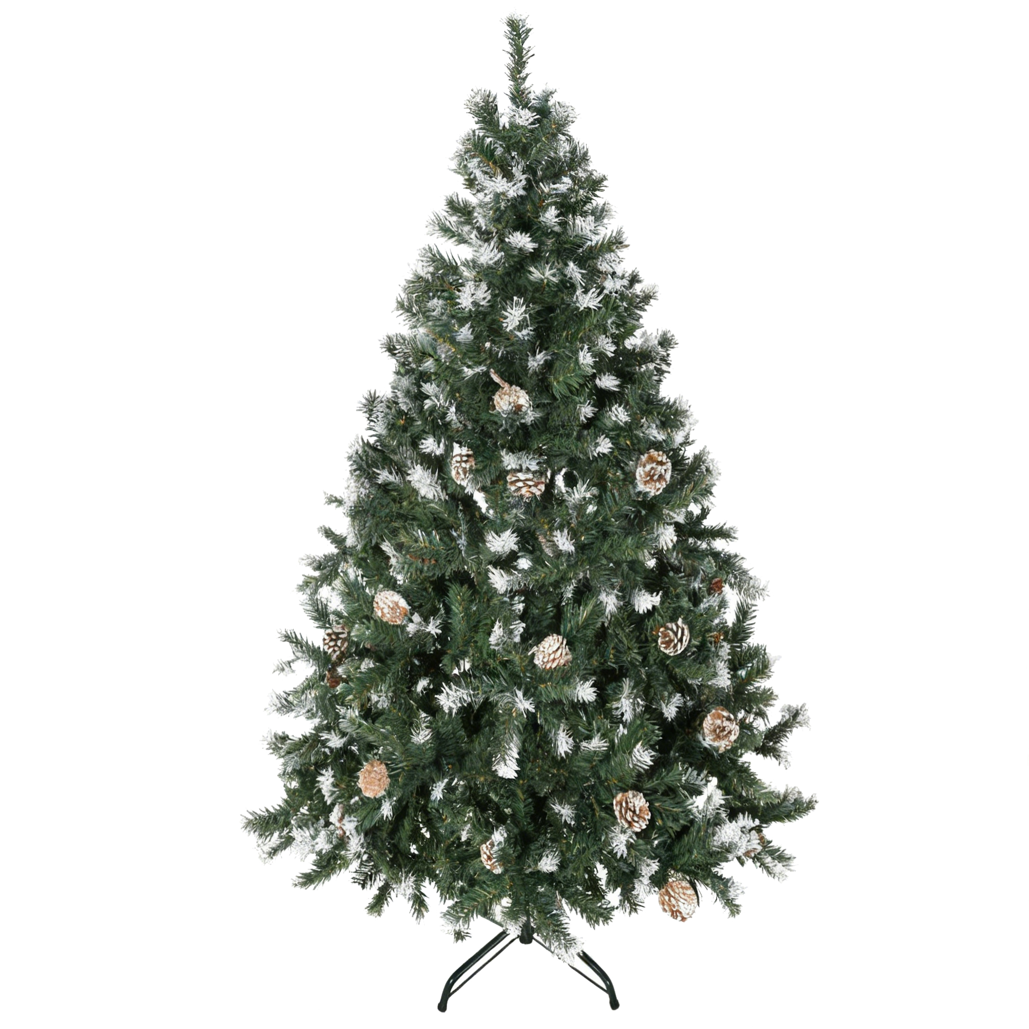 150 Cm Hoher, Künstlicher, Schneebedeckter Weihnachtsbaum Mit 676 Zweigen Und Tannenzapfen, Automatischem Öffnungsmechanismus Und Faltbarem Fuß, Grün
