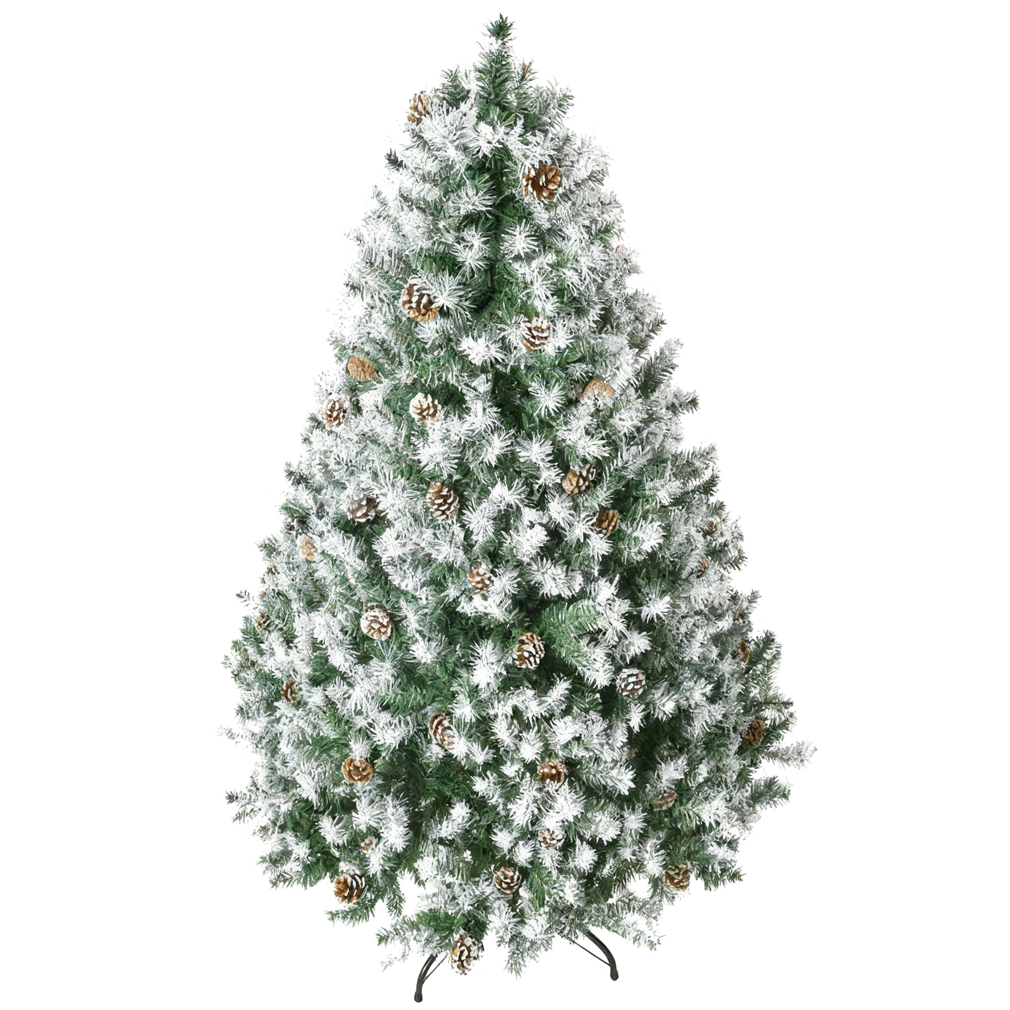 180 Cm Hoher, Künstlicher, Schneebedeckter Weihnachtsbaum Mit 800 Zweigen Und Tannenzapfen, Automatischer Öffnungsfunktion Und Faltbarem Fuß, Grün