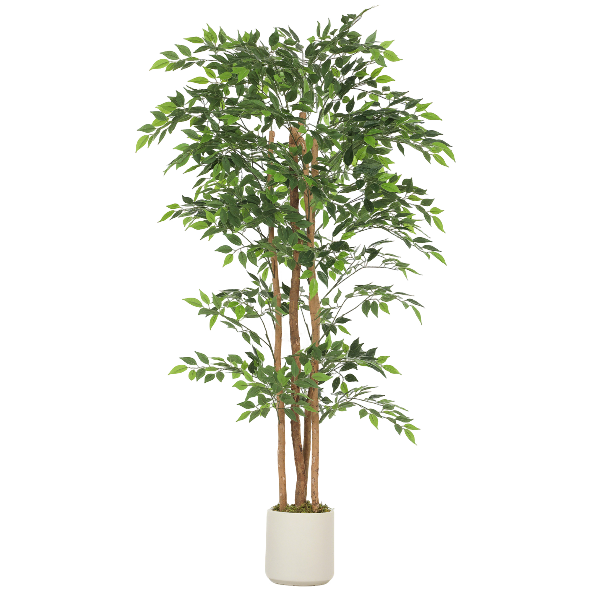 Künstlicher Banyanbaum, Künstliche Pflanze Mit Massivholzstamm Und Topf, Für Wohnzimmer, Schlafzimmer, Büro, 75 X 75 X 180 Cm, Grün
