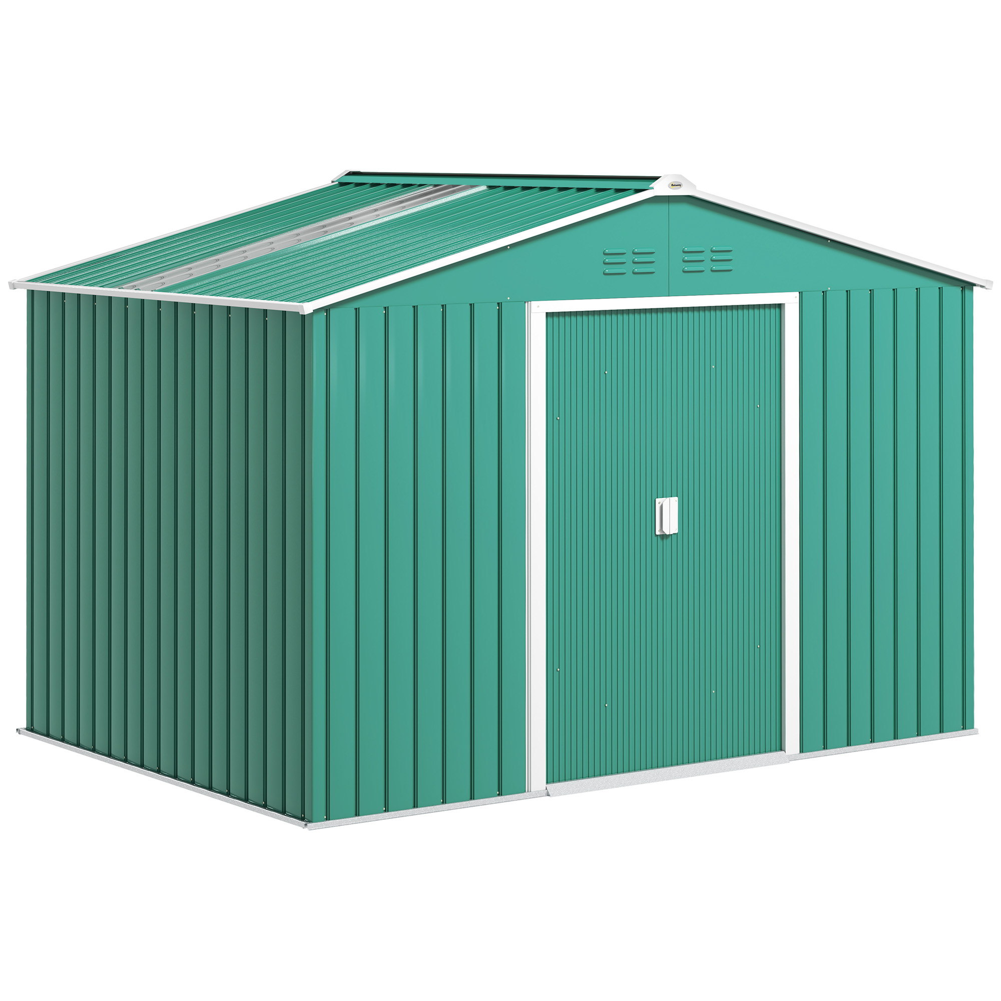 Gartenhaus 4,9 M² (277 X 195 X 192 Cm) Mit 2 Schiebetüren, Schrägdach Und 4 Fenstern, Grün