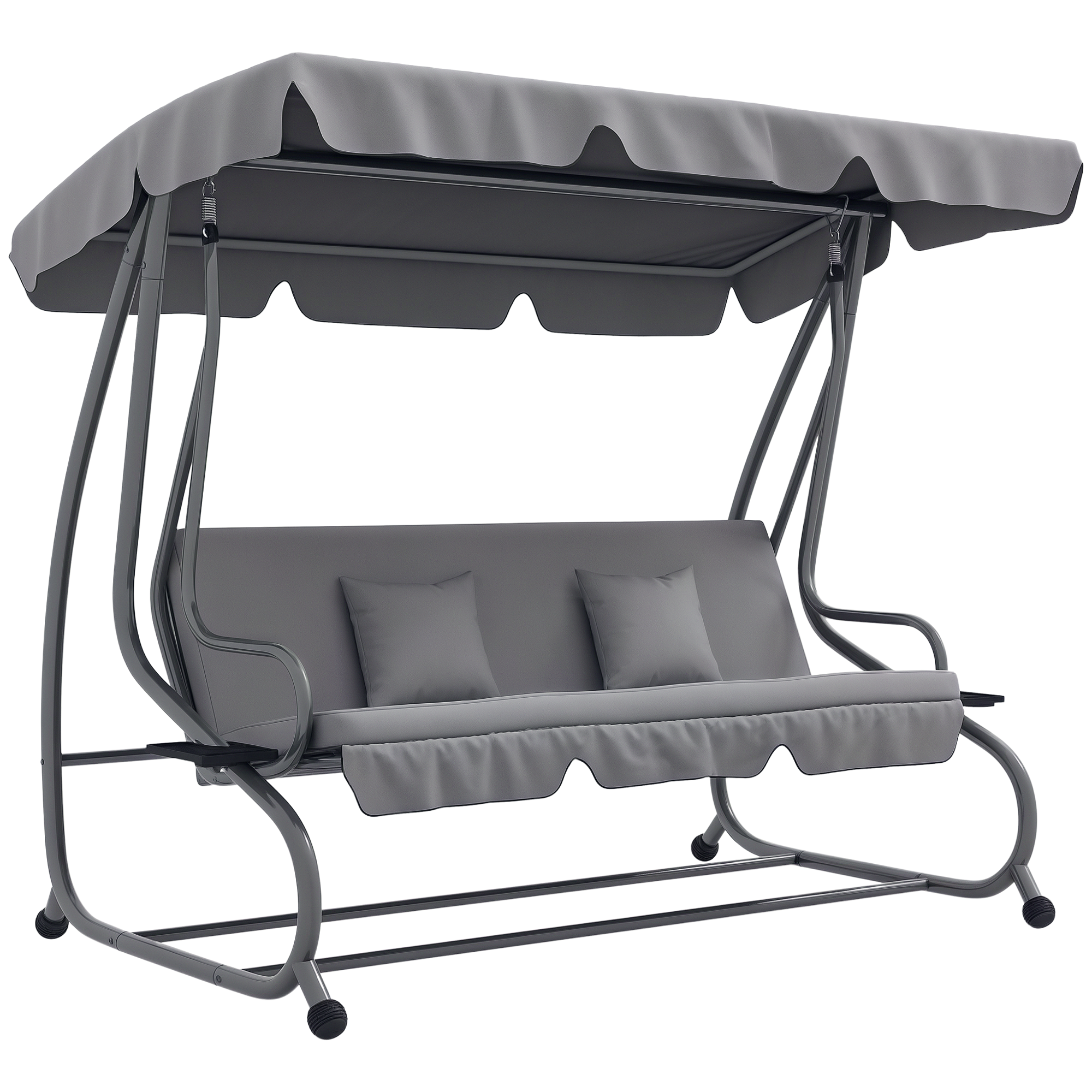 Hollywood 2-in-1-schaukel Mit Liegefunktion, Verstellbarem Verdeck, Bis 340 Kg, Stahl, 200 X 120 X 164 Cm, Grau