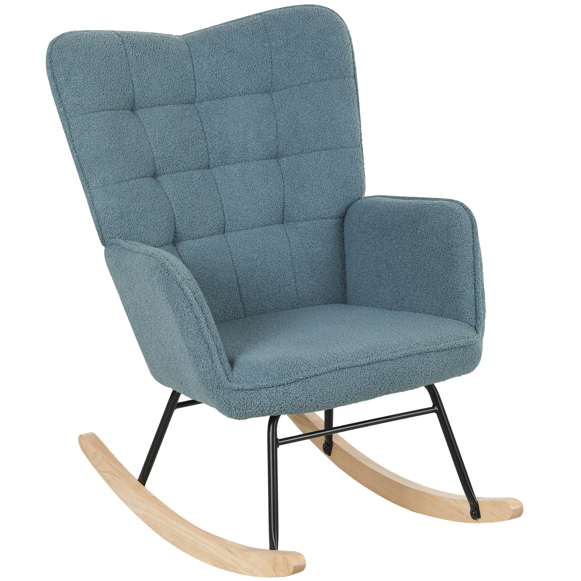 Schaukelstuhl, Ergonomisches Design, Kufen Aus Massivholz, Bis 120 Kg, Hellblau