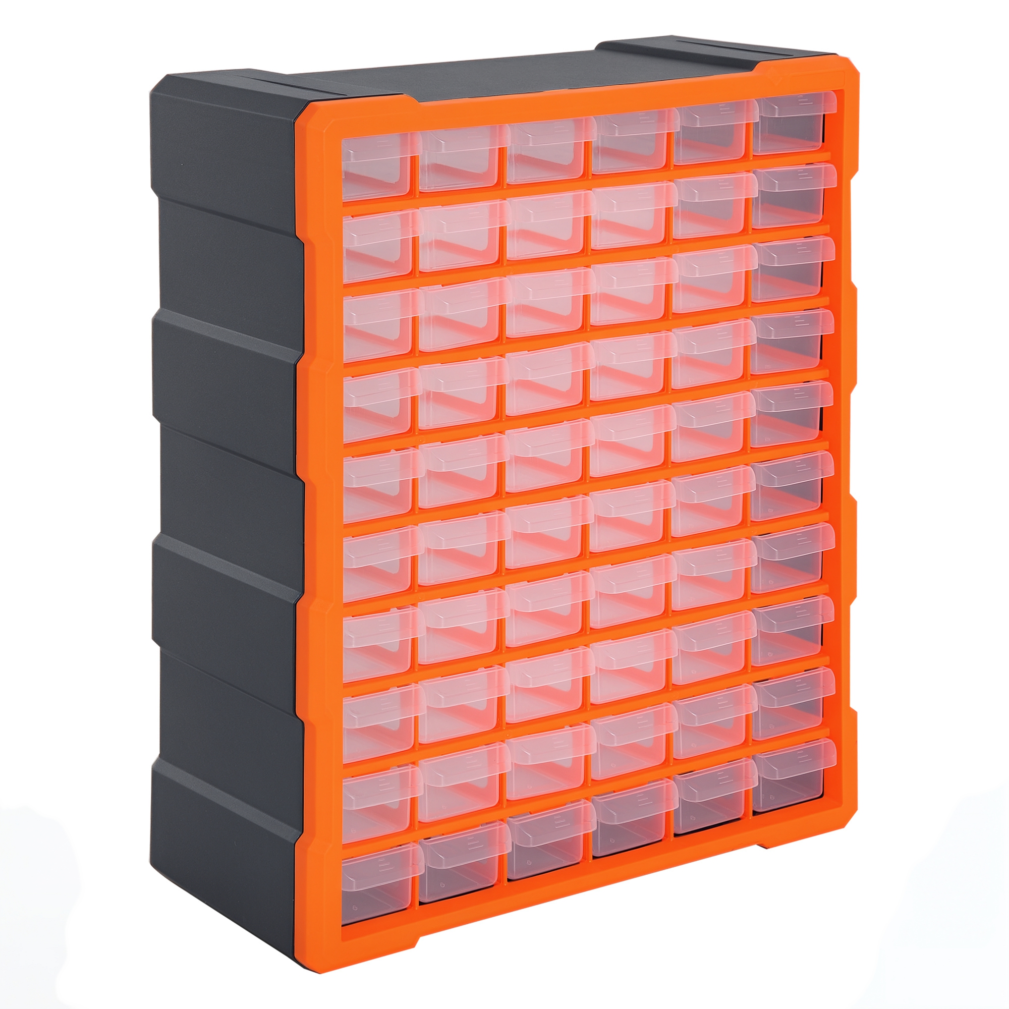 Sortierbox, Kleinteilebox, Münzbox, Aufbewahrungsbox, 60 Fächer, Orange, L 38 X B 16 X H 47,5 Cm