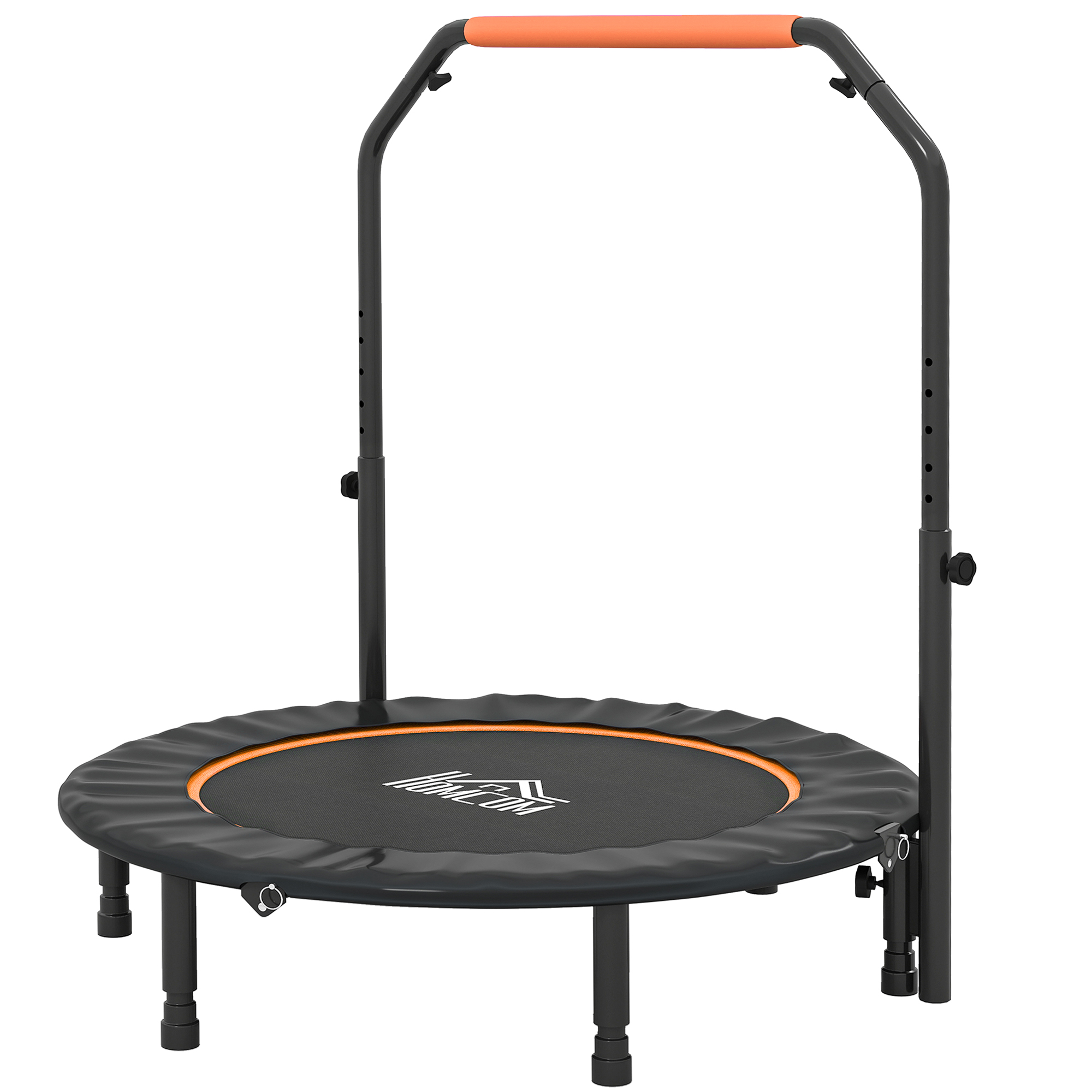 Klappbares Trampolin Ø114 Cm Mit Verstellbarem Griff, Stahlrahmen Zur Bein- Und Körperverstärkung, Orange Und Schwarz