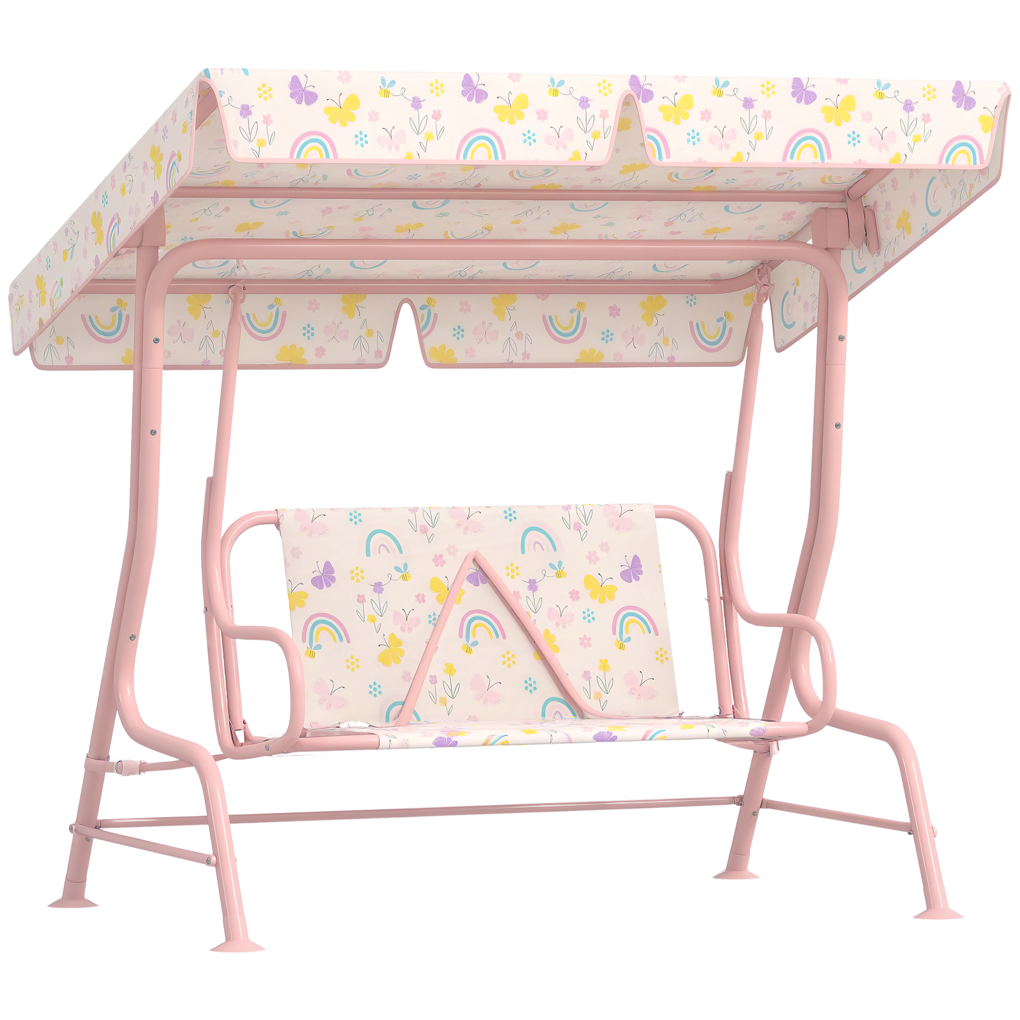 Kindergartenschaukel, Stahlrahmen, 2 Sitze, Maximale Belastung 60 Kg, Rosa