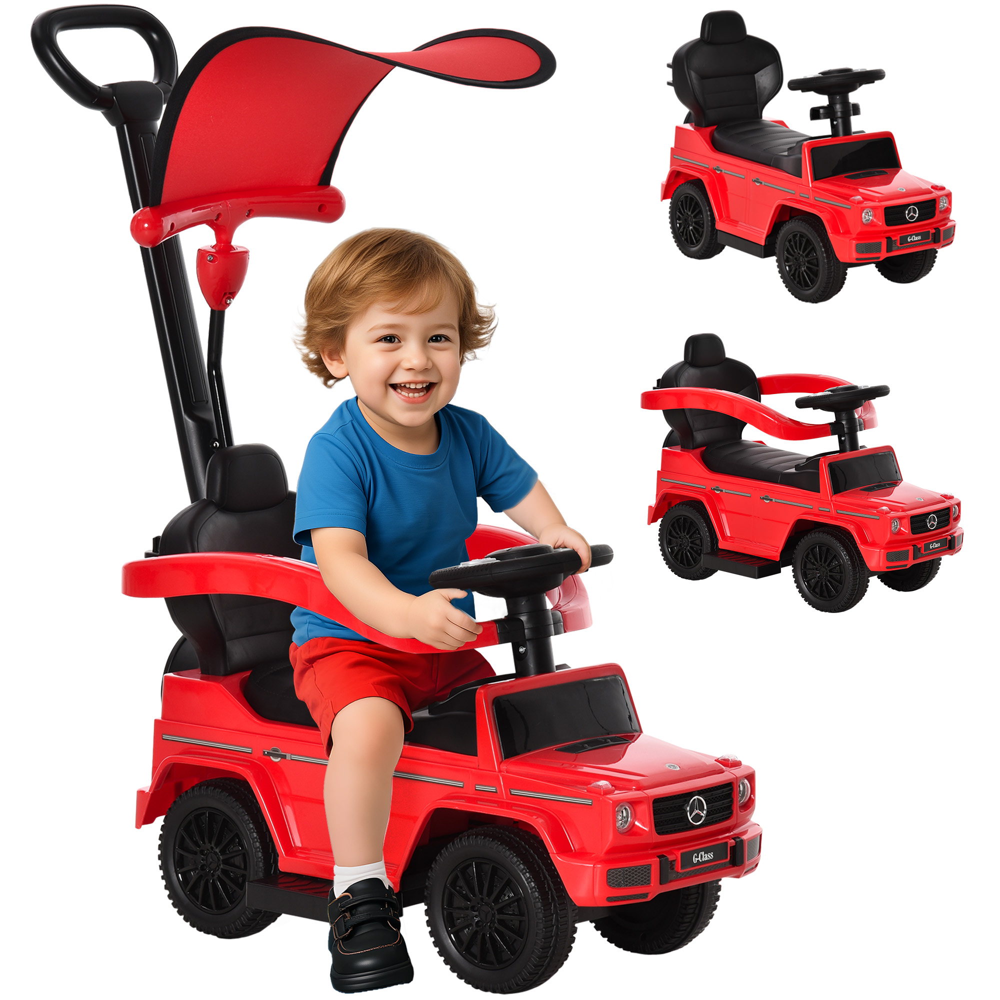 Lizenziertes Mercedes G350 Elektro-kinderauto Für Kinder Von 1 Bis 3 Jahren, Mit Abnehmbarem Dach Und Haltegriff, 85,5 X 40,5 X 95 Cm, Rot