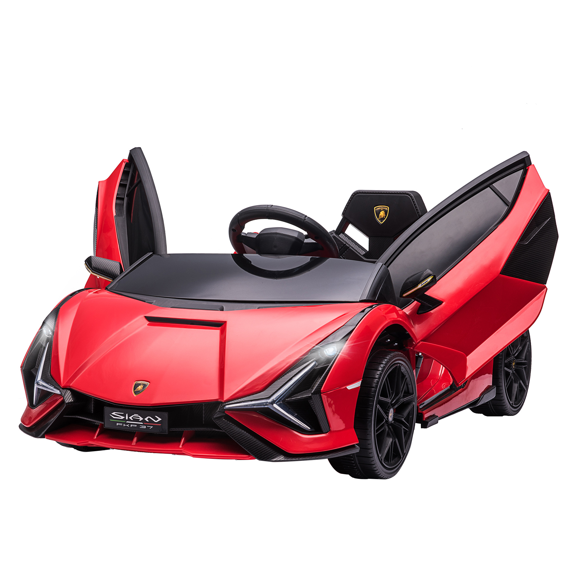 Elektrisches Kinderauto, 12 V, Mit 2,4-ghz-fernbedienung, 2 Motoren, Hupe, Led-beleuchtung Und Musik. Elektrofahrzeug Für Kinder Von 3 Bis 5 Jahren, Rot.
