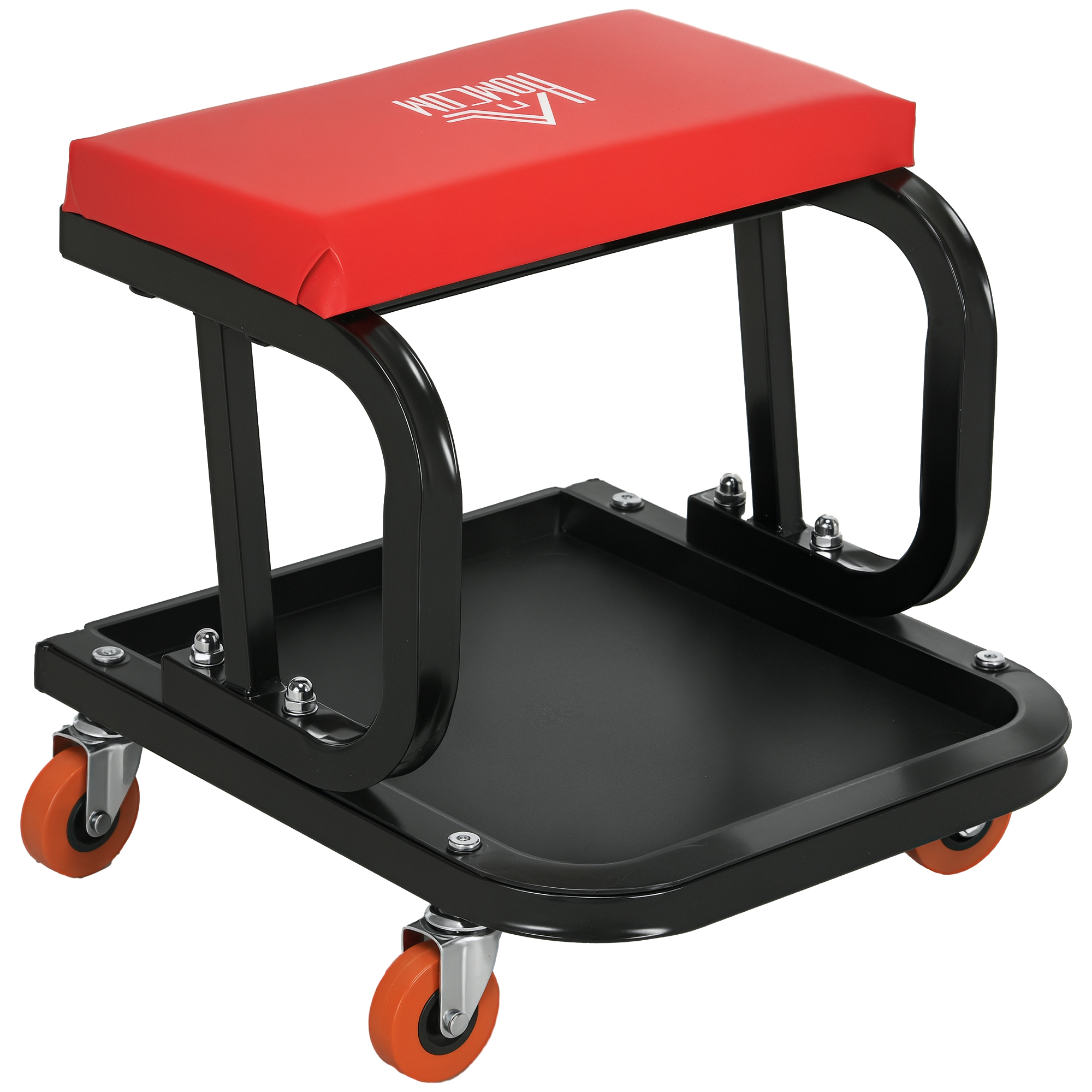 Robuster Und Bequemer Werkstatthocker, 38 X 35 X 37 Cm, Rot/schwarz
