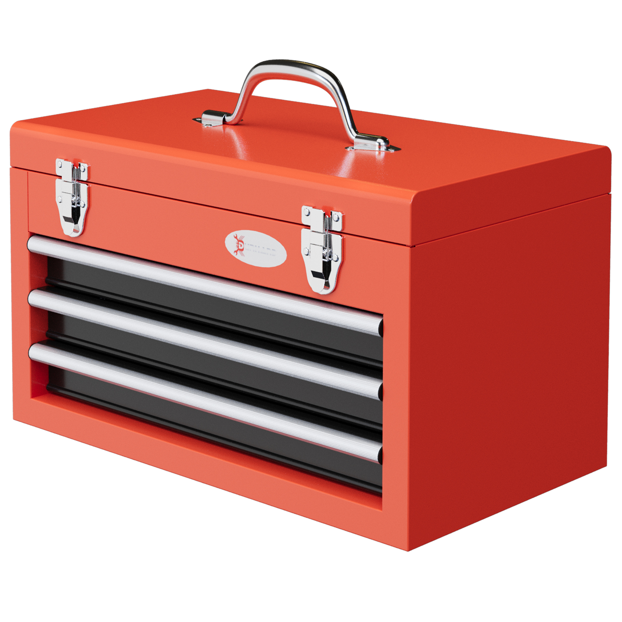 Werkzeugkasten Mit 3 Schubladen, 1 Fach, Stabile Stahlverschlüsse, 45 X 24 X 27 Cm, Rot