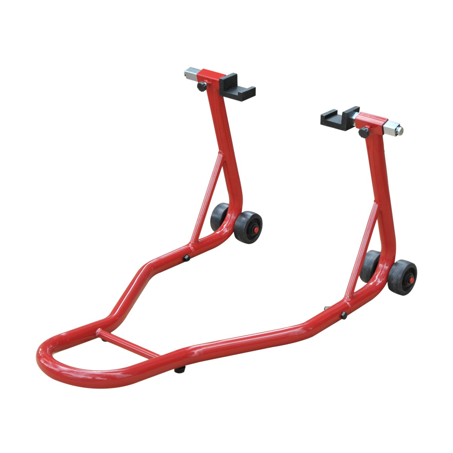 Motorradständer, Universelle Hinterradstütze, Tragbar Und Mobil, Stahl-hebeständer Mit 2 Gabeln Und Rädern, 80 X 50 X 40 Cm, Rot