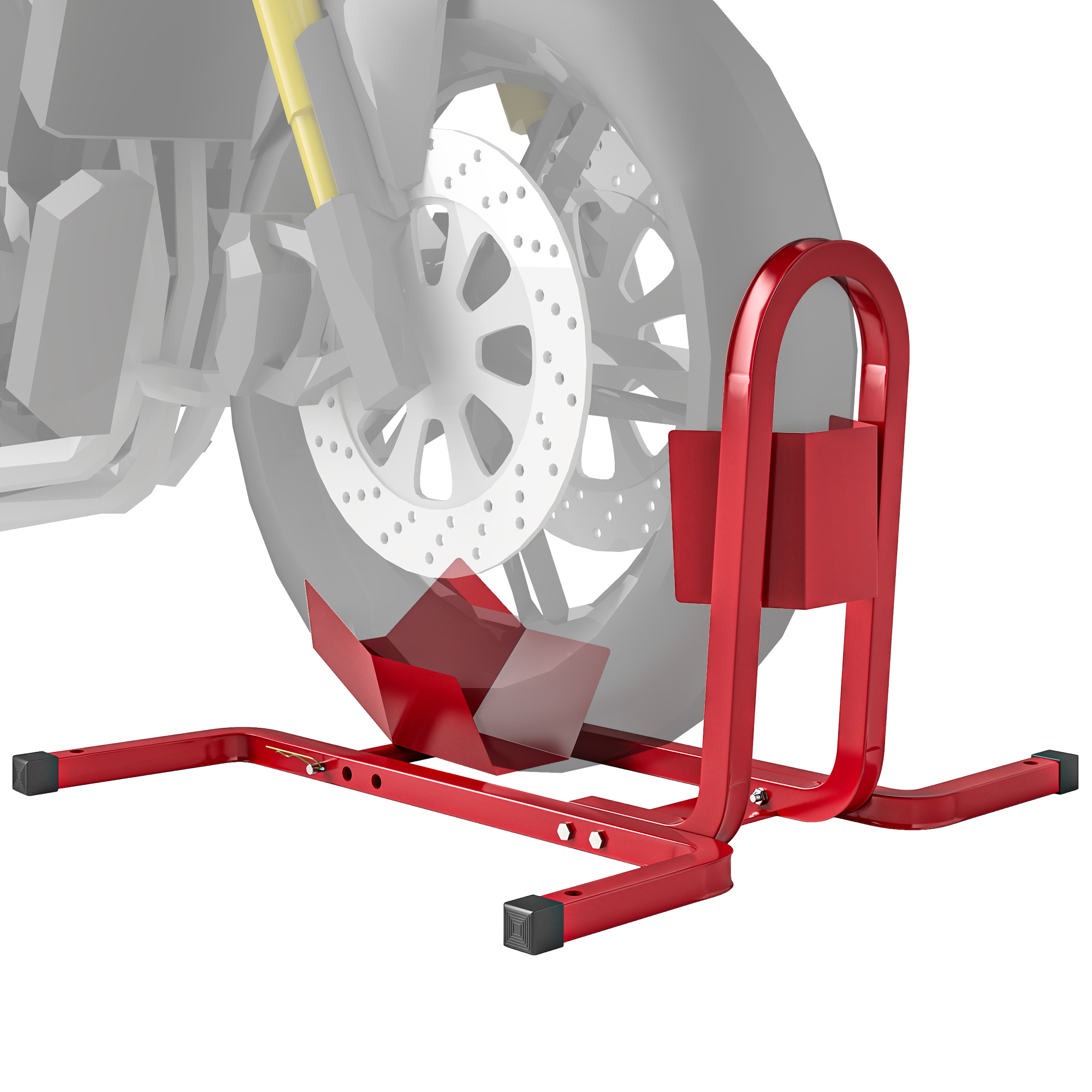 Verstellbarer Motorrad-radkeil Mit 3 Positionen, Max. Belastung 250 Kg, Metall, 60 X 55 X 43 Cm, Rot