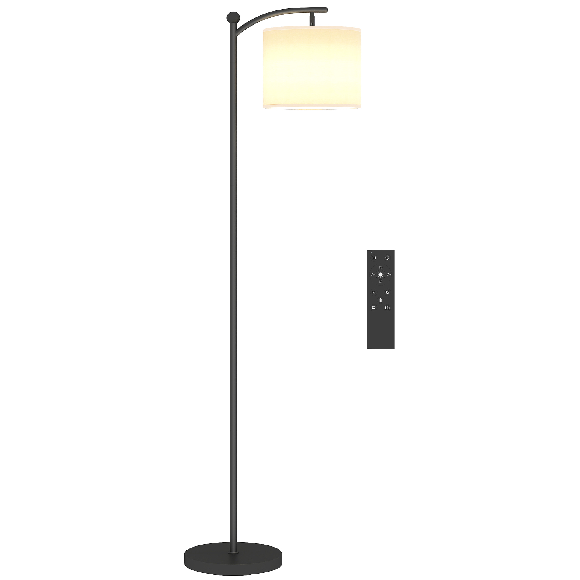 Dimmbare Led-stehleuchte Mit Fernbedienung, 11 Farbtemperaturen Und 11 Helligkeitsstufen, 60-minuten-timer, Schwarz