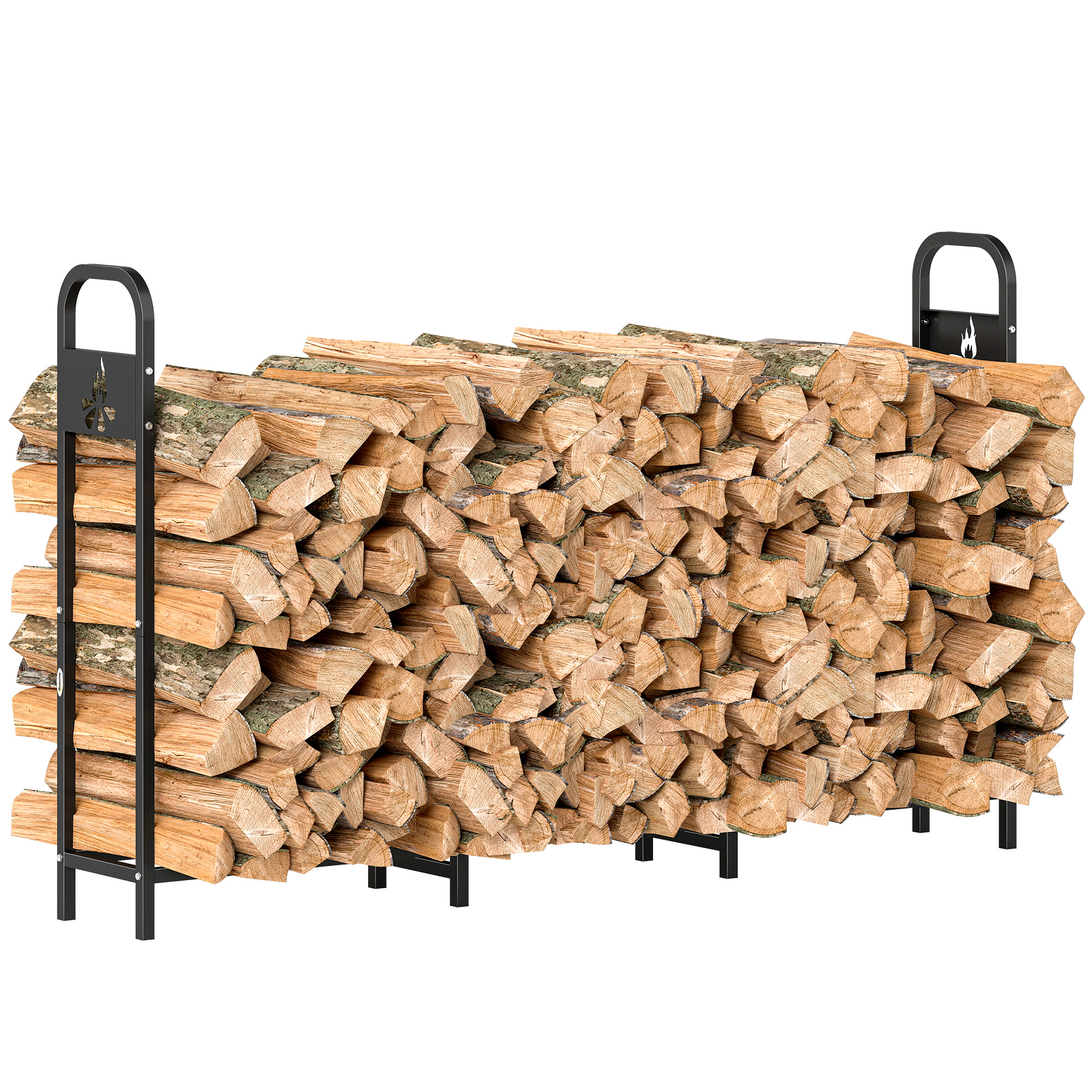 Metall-holzständer Für Den Außenbereich, Tragkraft 300 Kg, Mit Verstärkten Füßen Und Ausgeschnittener Feuerbox, Schwarz