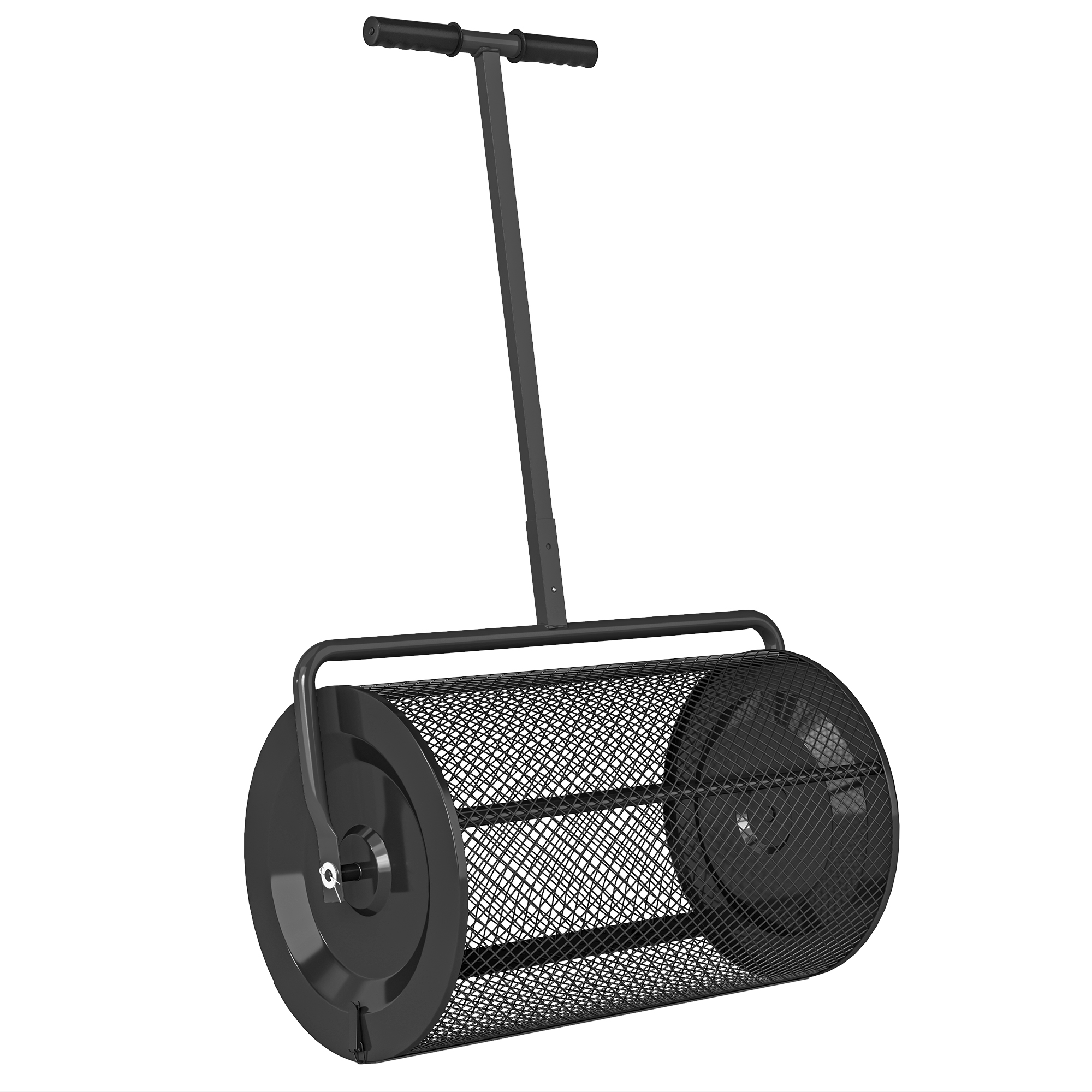 Düngerstreuer Aus Metall, 75 L, Mit Verstellbarem T-griff Und Gepolstertem Griff, 70 X 40 X 112 Cm, Schwarz