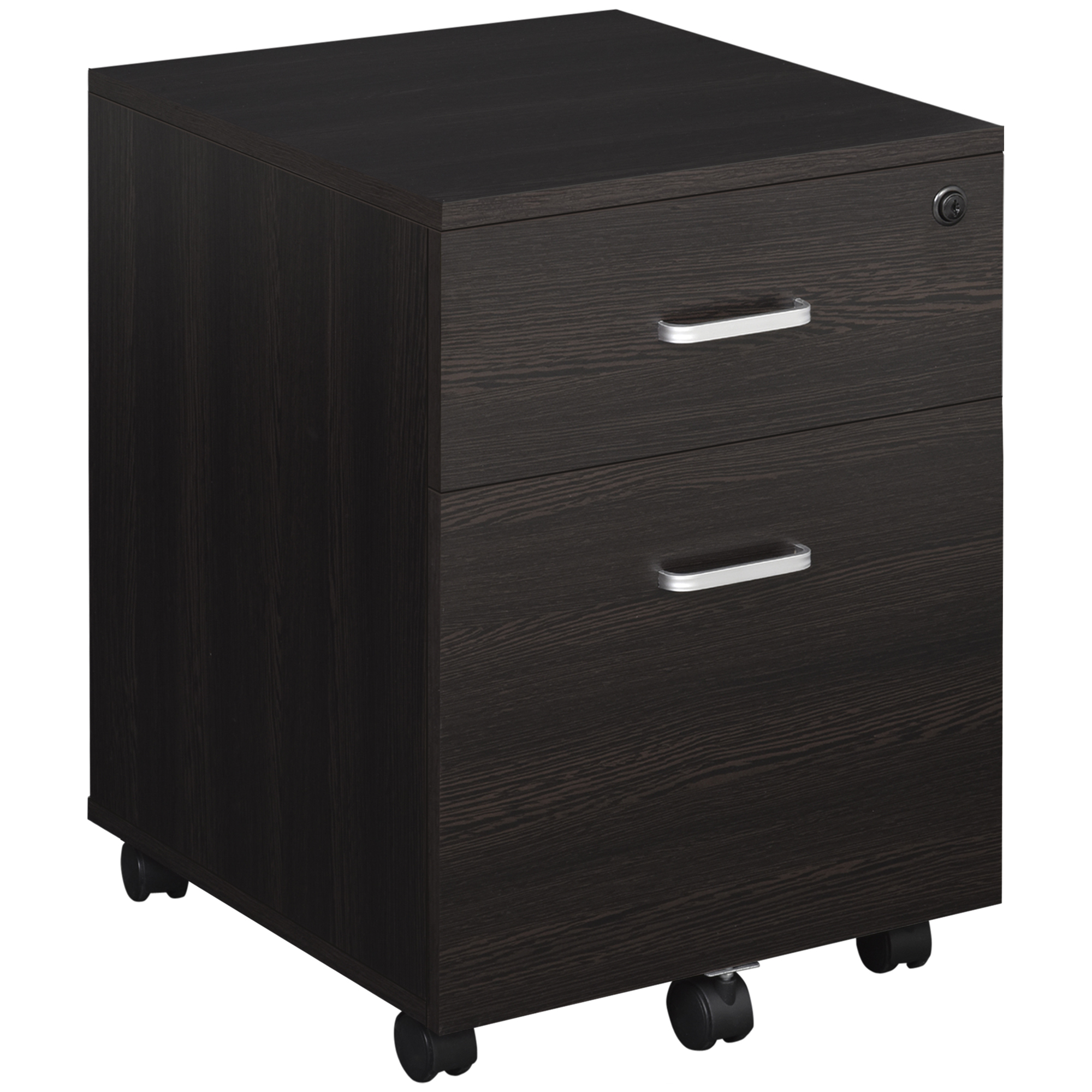 Mobiler Rollcontainer Für A4-dokumente, Hängeregistraturschrank Mit 2 Schubladen Und Schloss, 40 X 45 X 55,6 Cm, Wenge