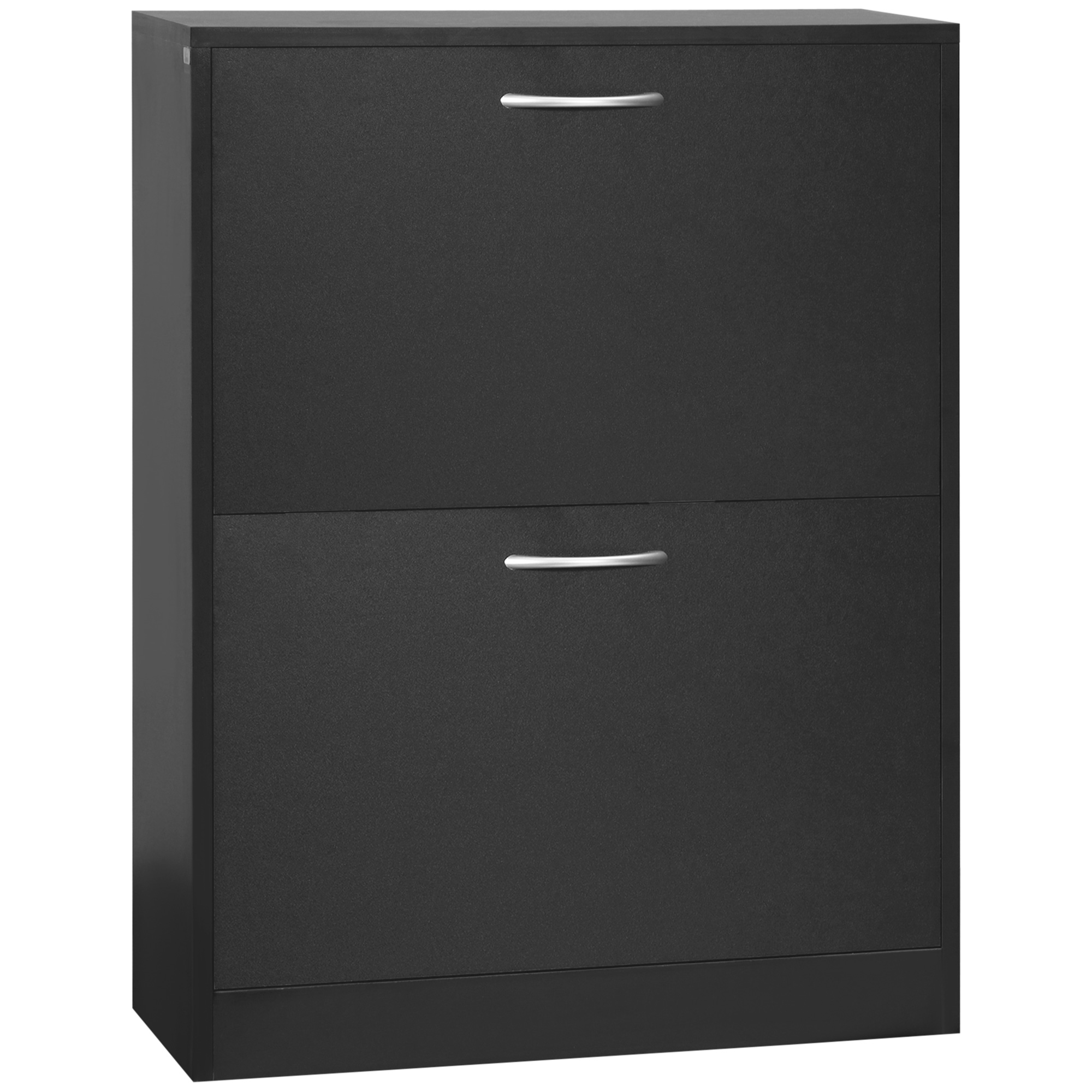 Schuhschrank Für Den Eingangsbereich Mit 2 Schubladen Und Verstellbaren Einlegeböden, Schmales Modell Für Flure, 60 X 24 X 80 Cm, Schwarz