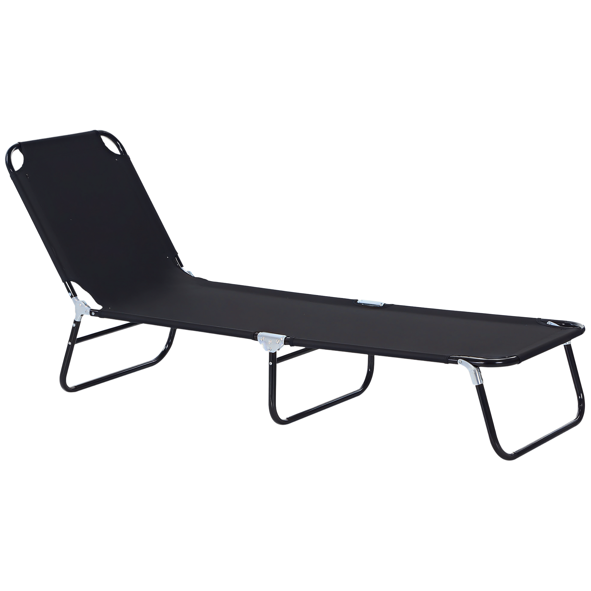 Klappbarer Gartenliegestuhl Mit Verstellbarer Rückenlehne, Stahl Und Oxford-gewebe, 188 X 56 X 28 Cm, Schwarz