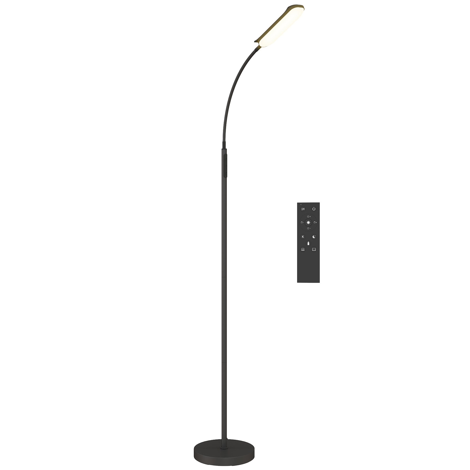 Dimmbare Led-stehleuchte Mit Stufenloser Farbtemperaturregelung, Fernbedienung Und Touch-bedienung, Timer, Schwarz