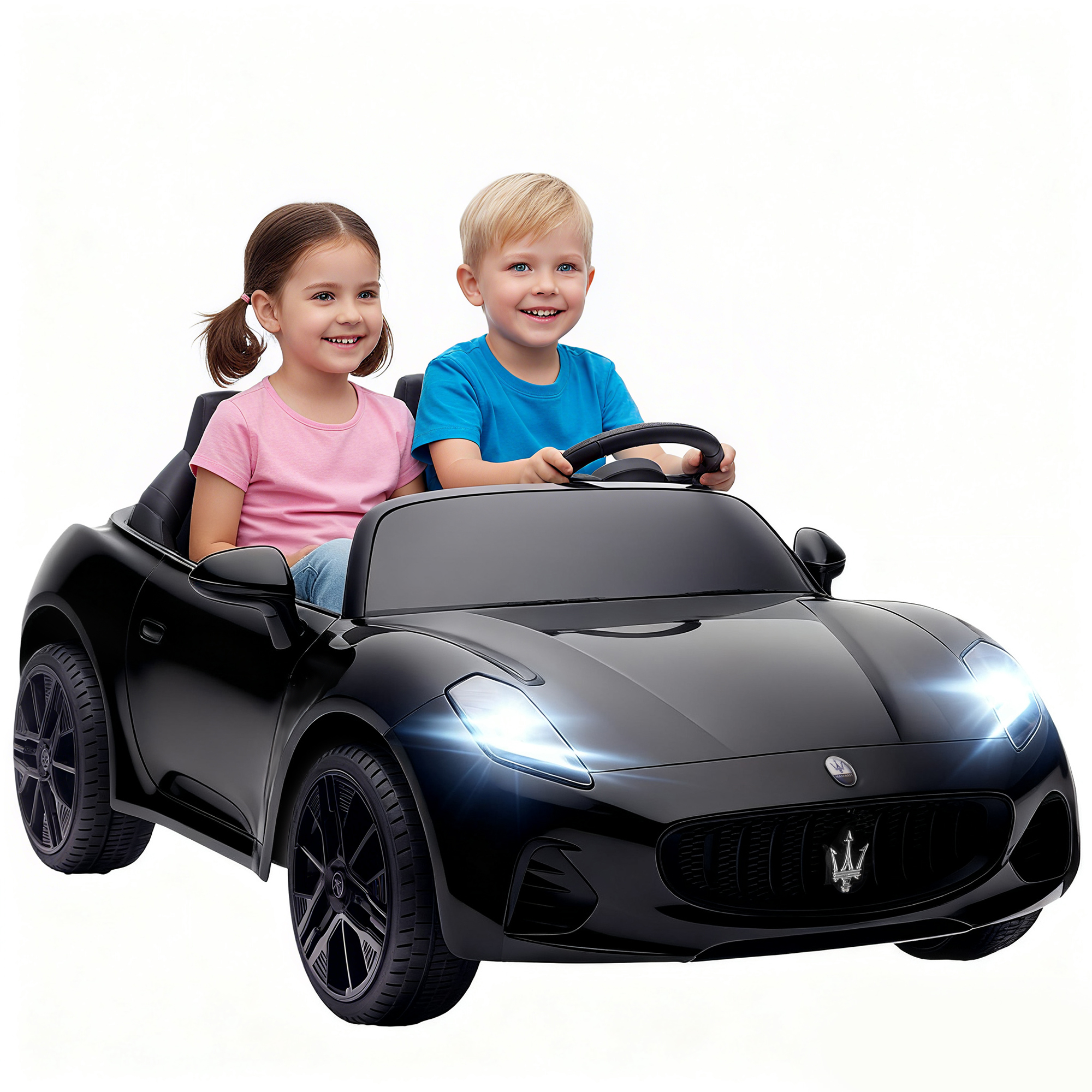 Maserati Elektro-kinderauto, 2 Sitze, 12-v-batterie, Fernbedienung, Led-beleuchtung, Musikfunktion, Schwarz