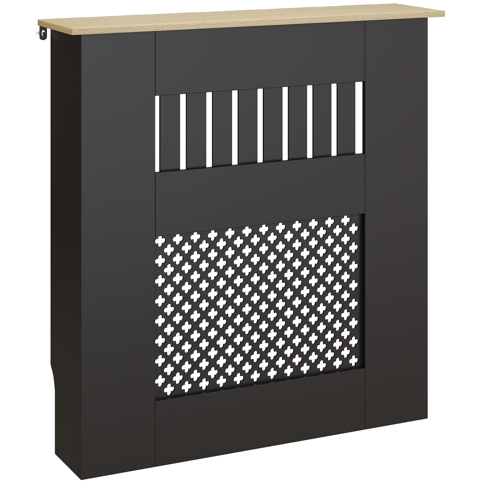 Heizkörperverkleidung 78 X 19 X 81 Cm, Modernes Lamellen- Und Wabenmuster, Schwarz