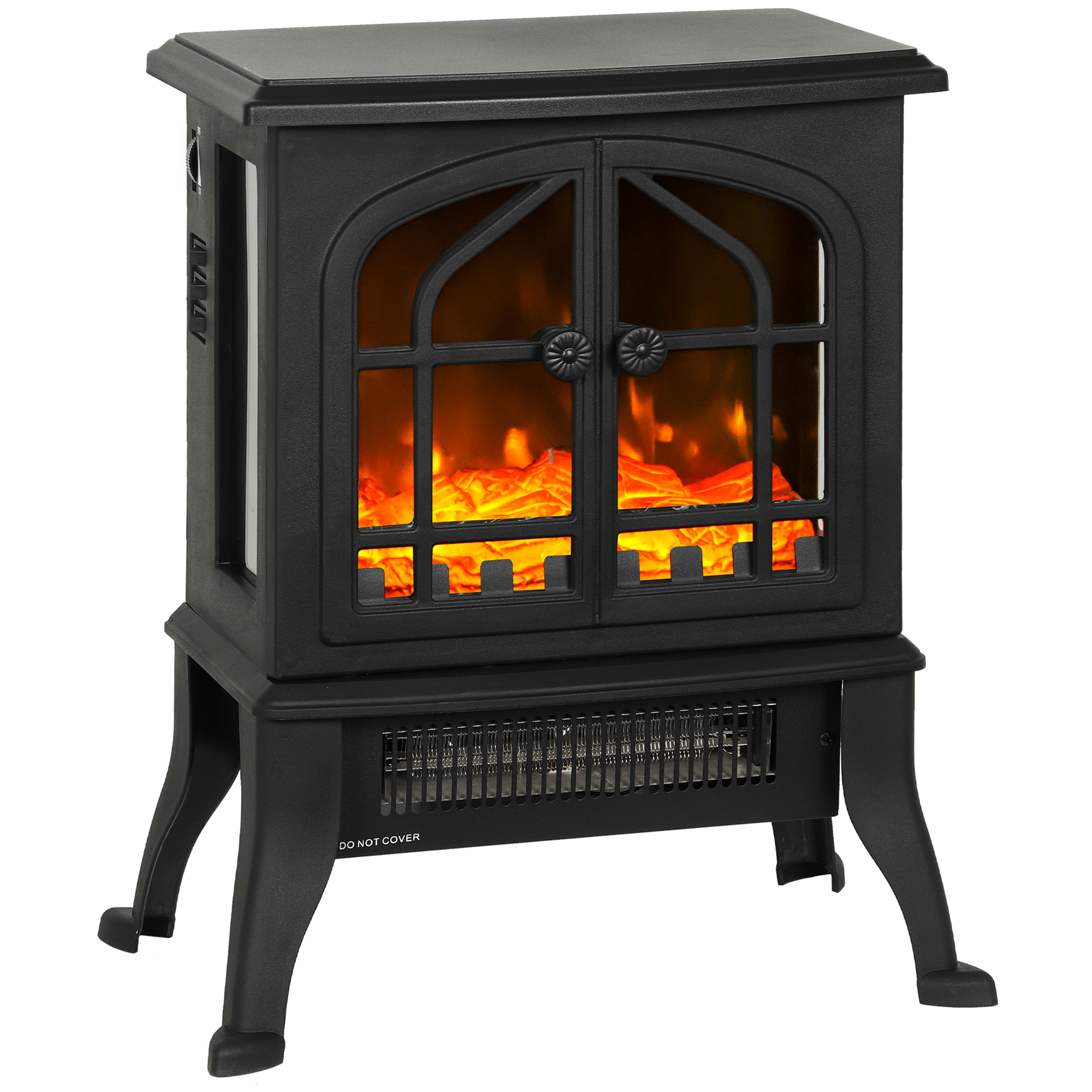 Elektrischer Kamin 900/1800 W, 3d-flammeneffekt, Einstellbarer Thermostat, Sichtglas, Für Räume Von 15 Bis 30 M², Schwarz