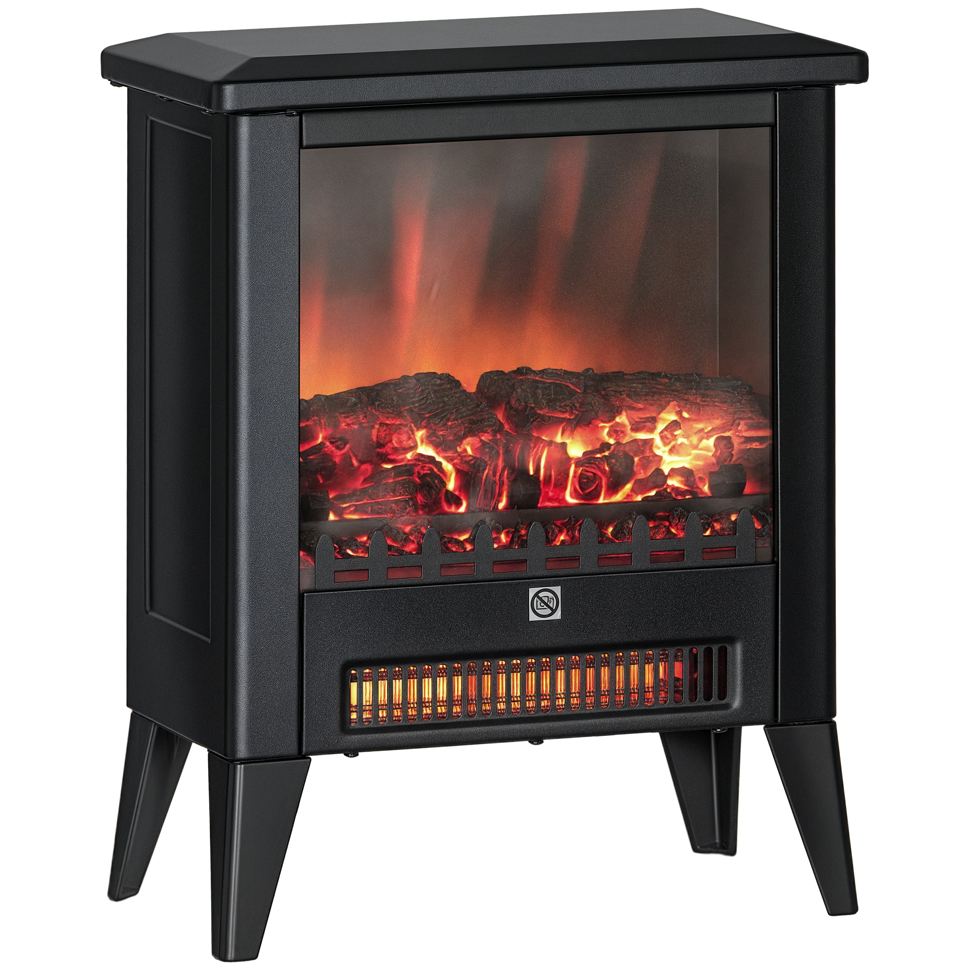 Elektrischer Kamin (1800 W) Mit 3-stufigem Flammeneffekt, Metall Und Glas, 36 X 21 X 47 Cm, Schwarz
