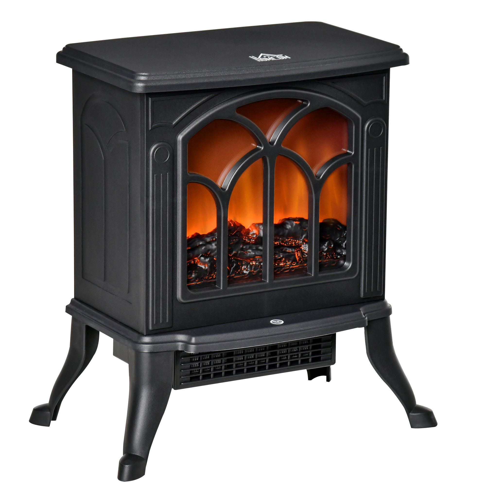 Elektrischer Kamin Mit 2 Leistungsstufen (750/1500 W), Flammeneffekt, Heizfläche: 15–20 M², Schwarz